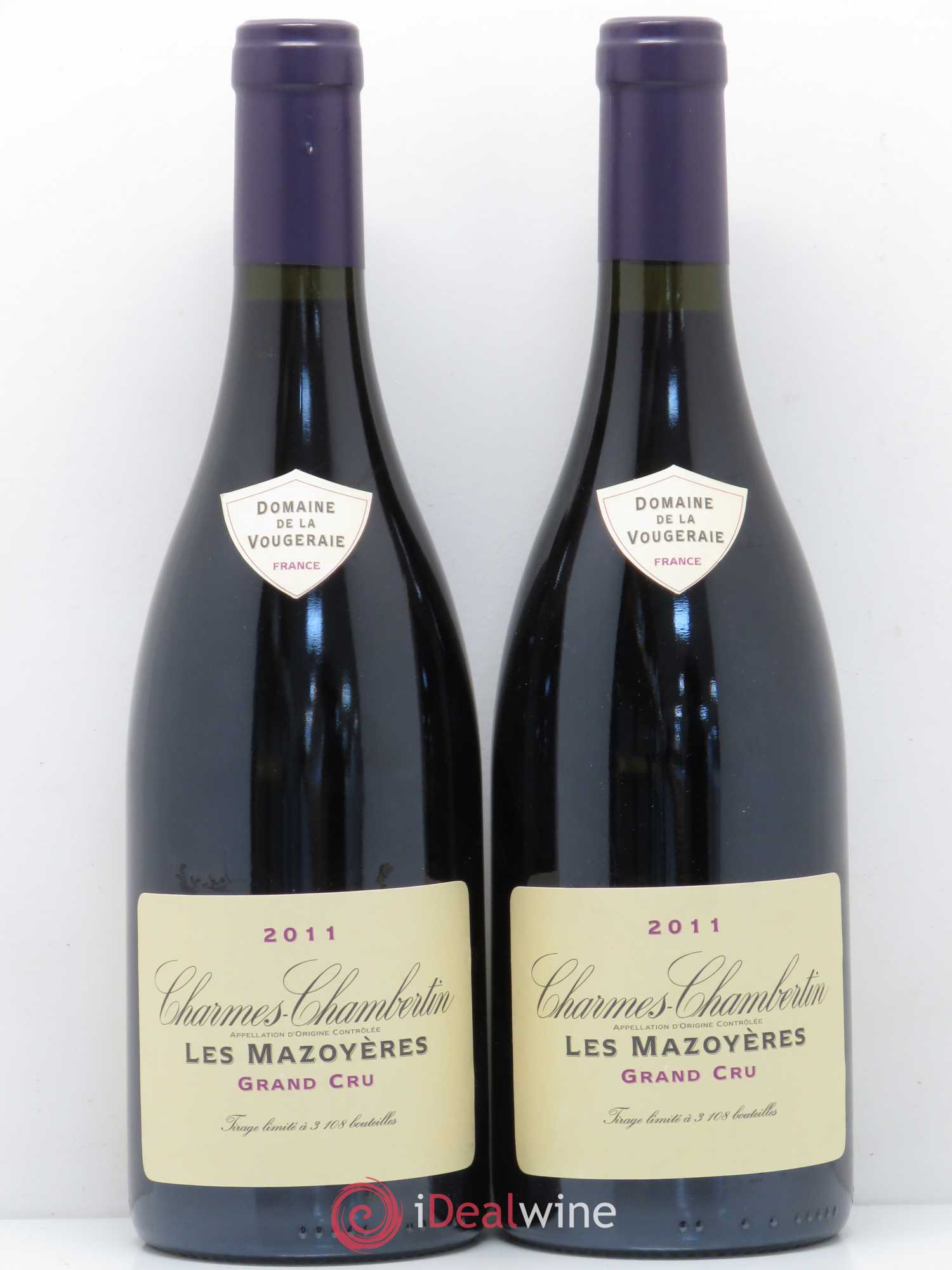 Charmes-Chambertin Grand Cru Les Mazoyères La Vougeraie 2011 - Lot de 2 bouteilles - 0
