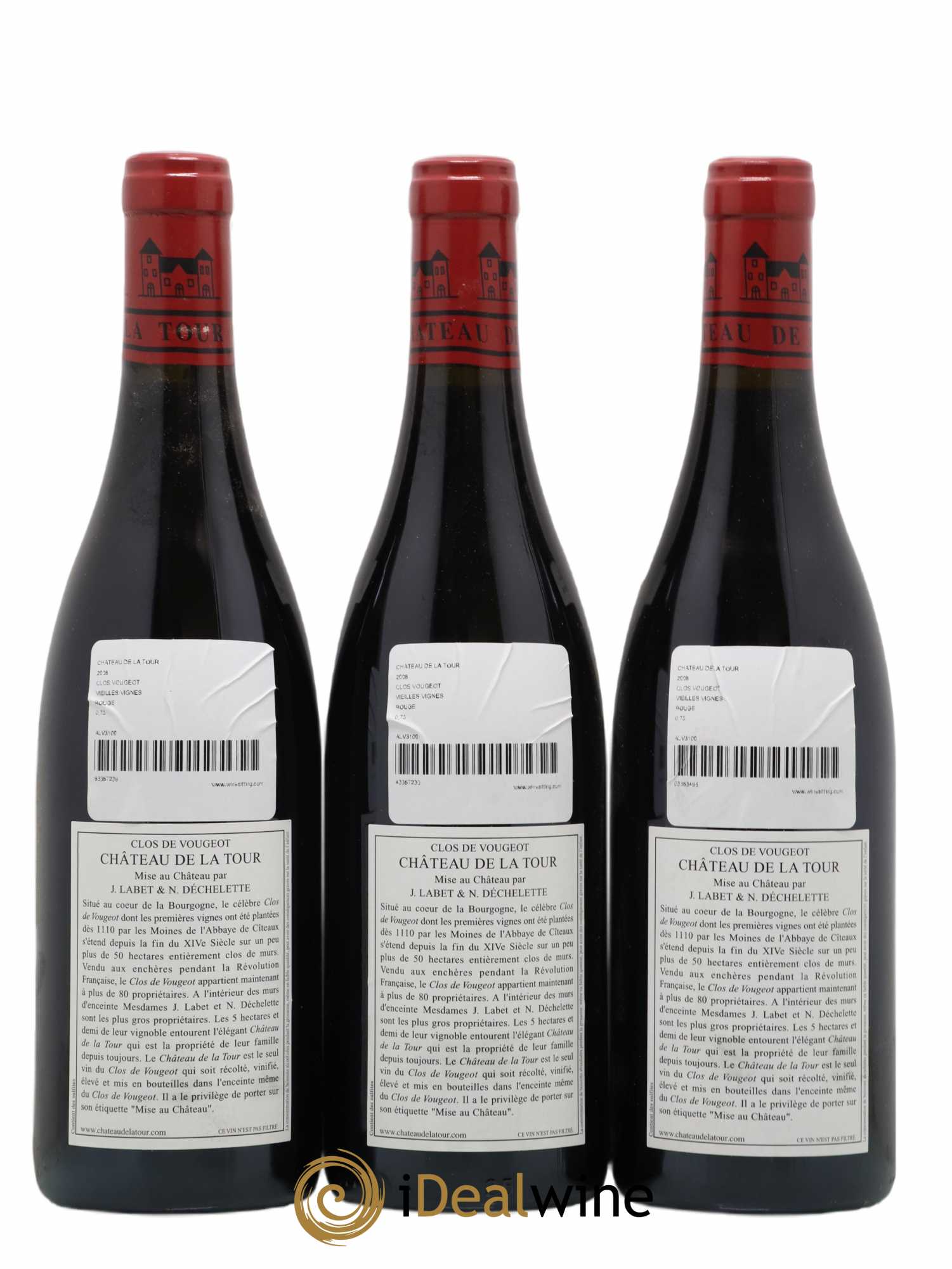Clos de Vougeot Grand Cru Vieilles Vignes Château de La Tour 2008 - Lot de 3 bouteilles - 1