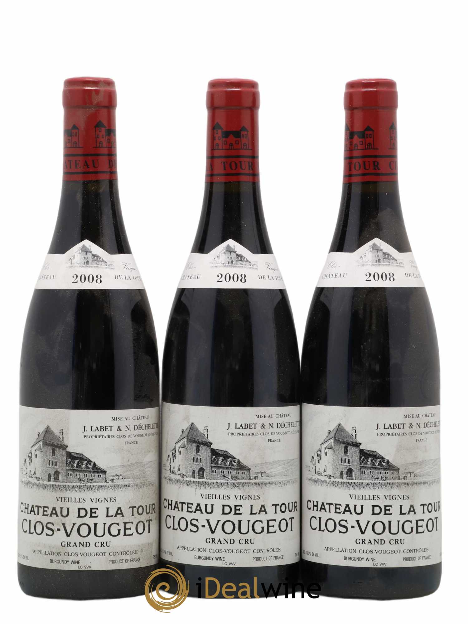 Clos de Vougeot Grand Cru Vieilles Vignes Château de La Tour 2008 - Lot de 3 bouteilles - 0