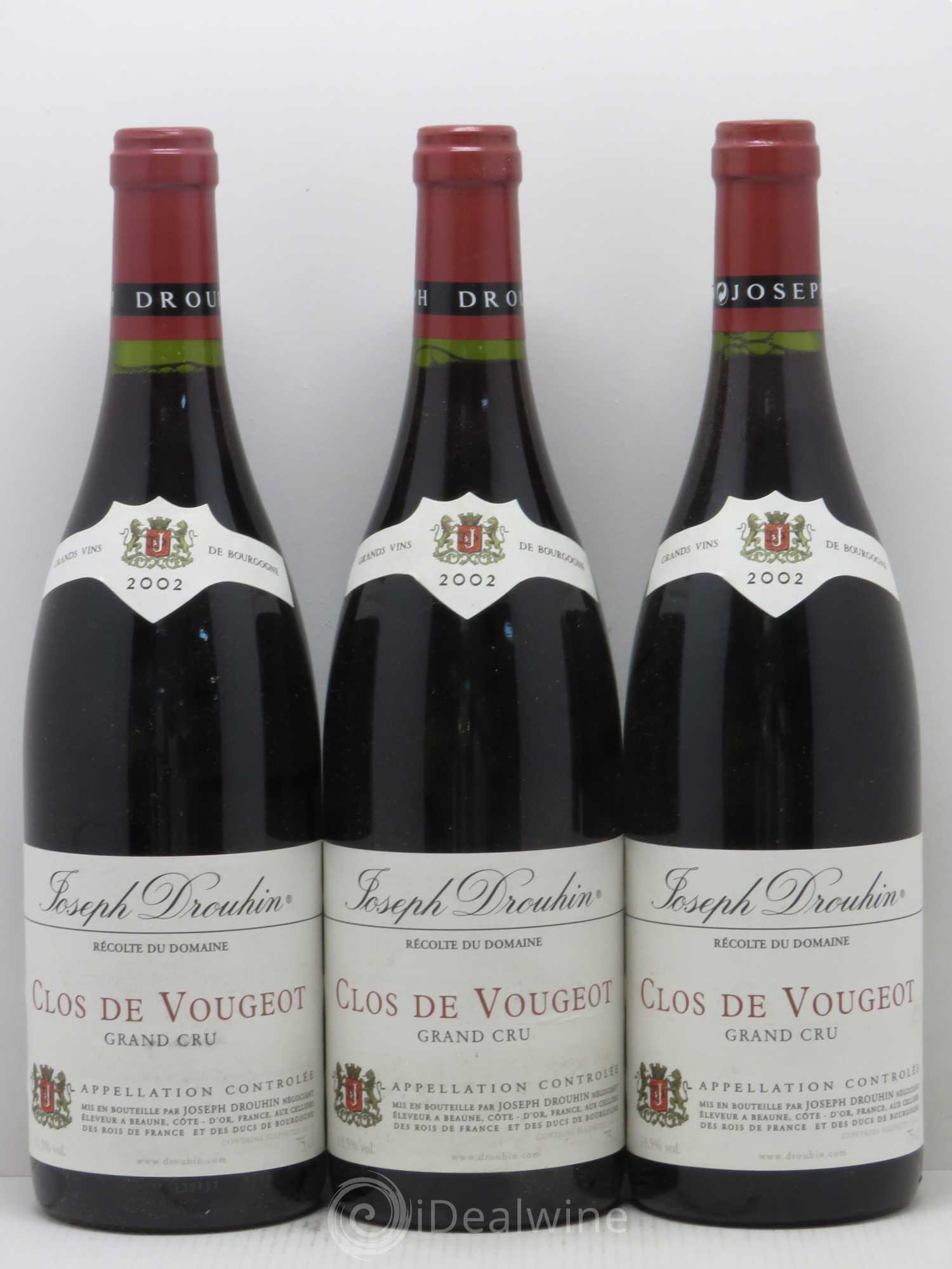 Clos de Vougeot Grand Cru Joseph Drouhin 2002 - Lot de 3 bouteilles - 0