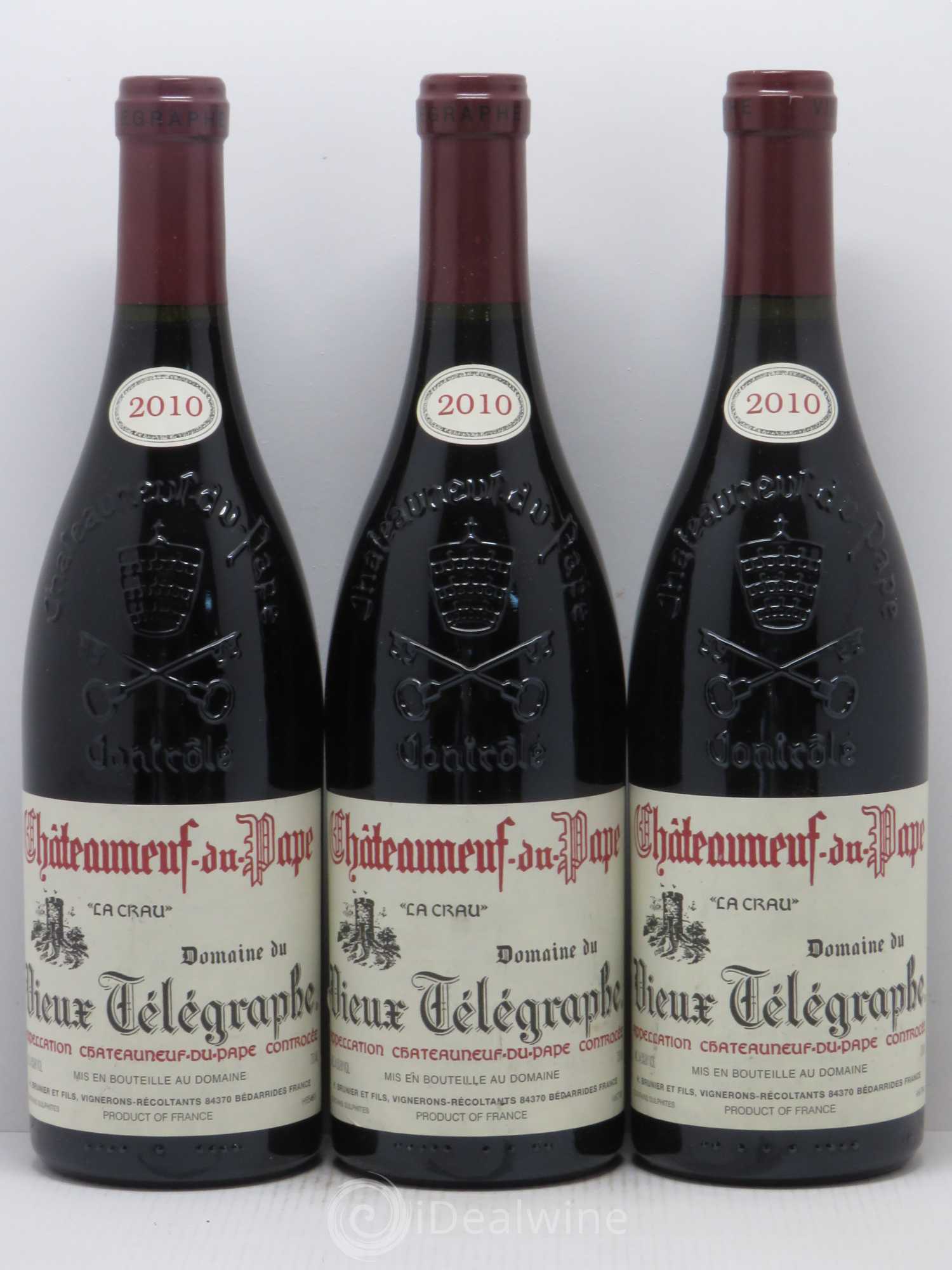Châteauneuf-du-Pape Vieux Télégraphe (Domaine du) Vignobles Brunier 2010 - Lot de 3 bouteilles - 0