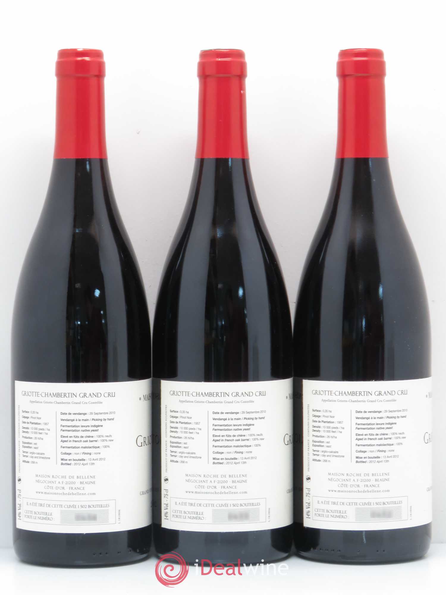 Griotte-Chambertin Grand Cru Maison Roche de Bellene 2010 - Lot de 3 bouteilles - 1