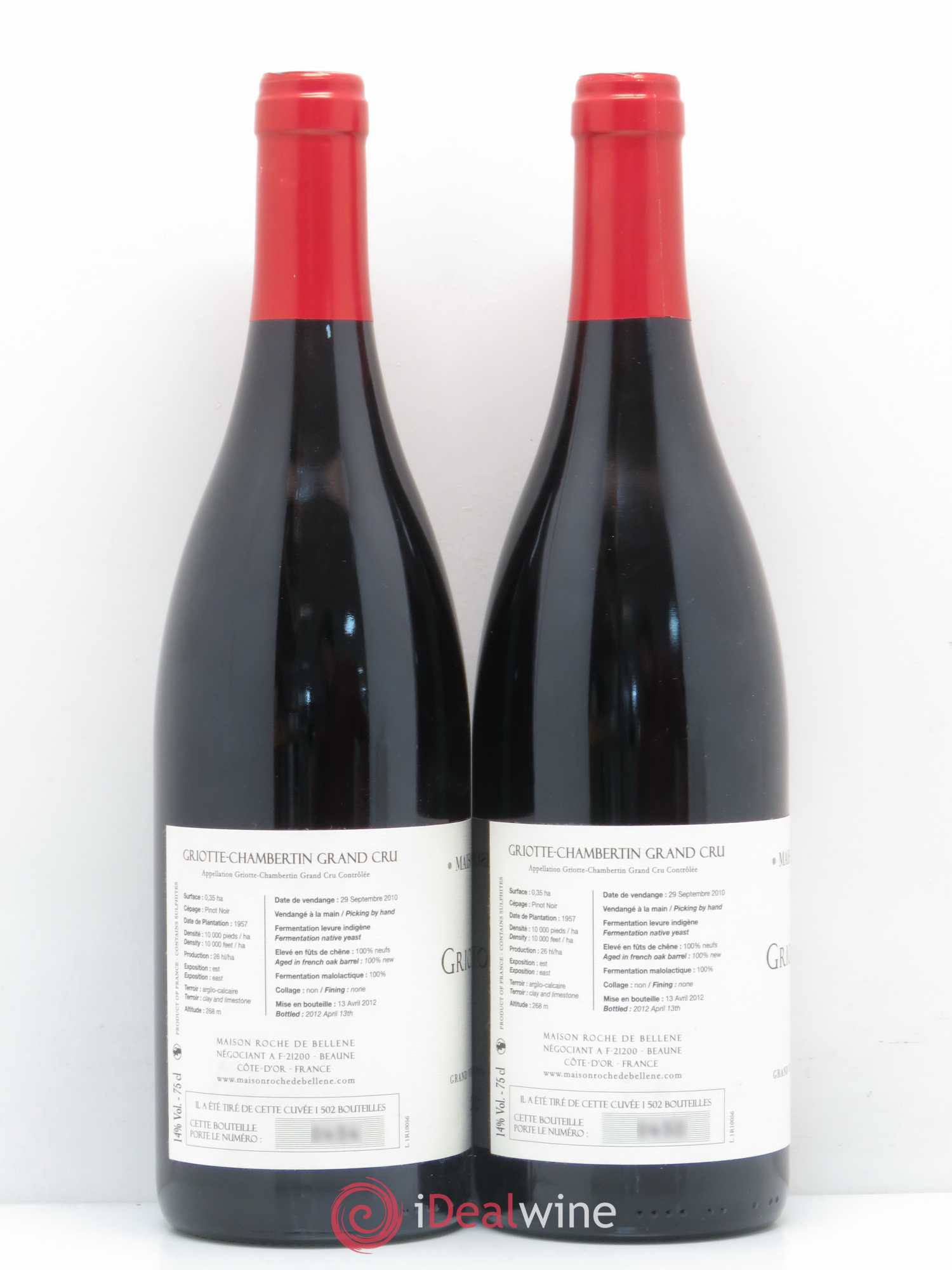 Griotte-Chambertin Grand Cru Maison Roche de Bellene 2010 - Lot de 2 bouteilles - 1