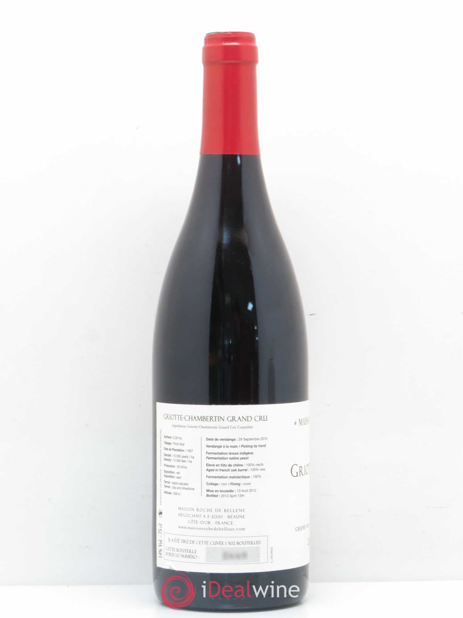 Griotte-Chambertin Grand Cru Maison Roche de Bellene 2010 - Lot de 1 bouteille - 1