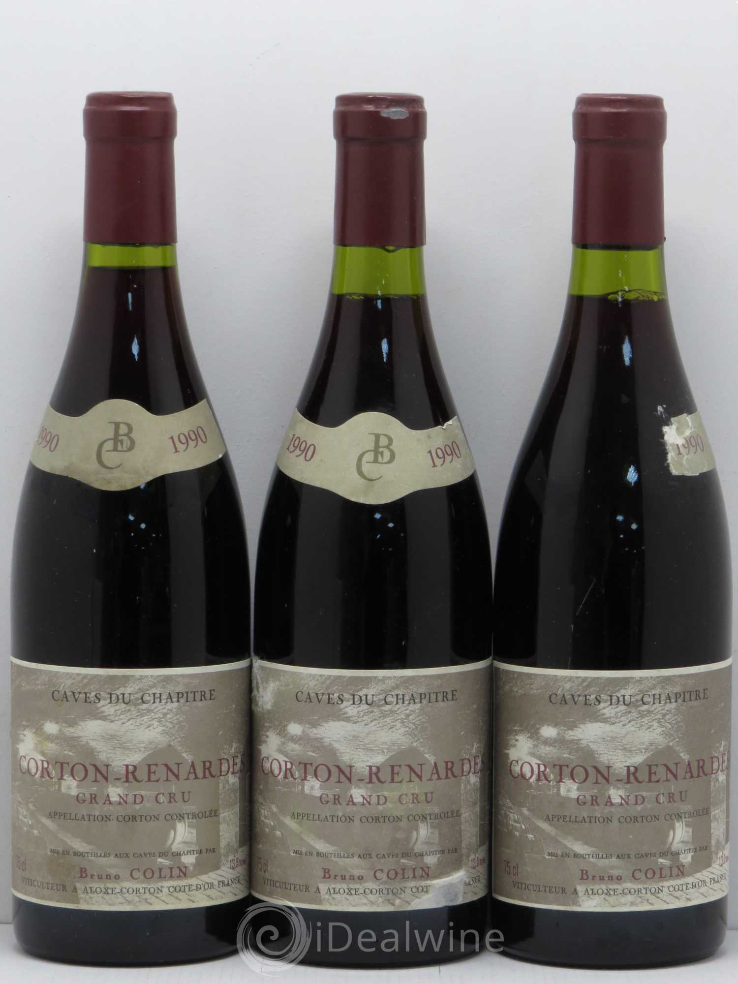 Corton Grand Cru Cave du Chapitre Domaine Bruno Colin 1990 - Posten von 3 Flaschen - 0