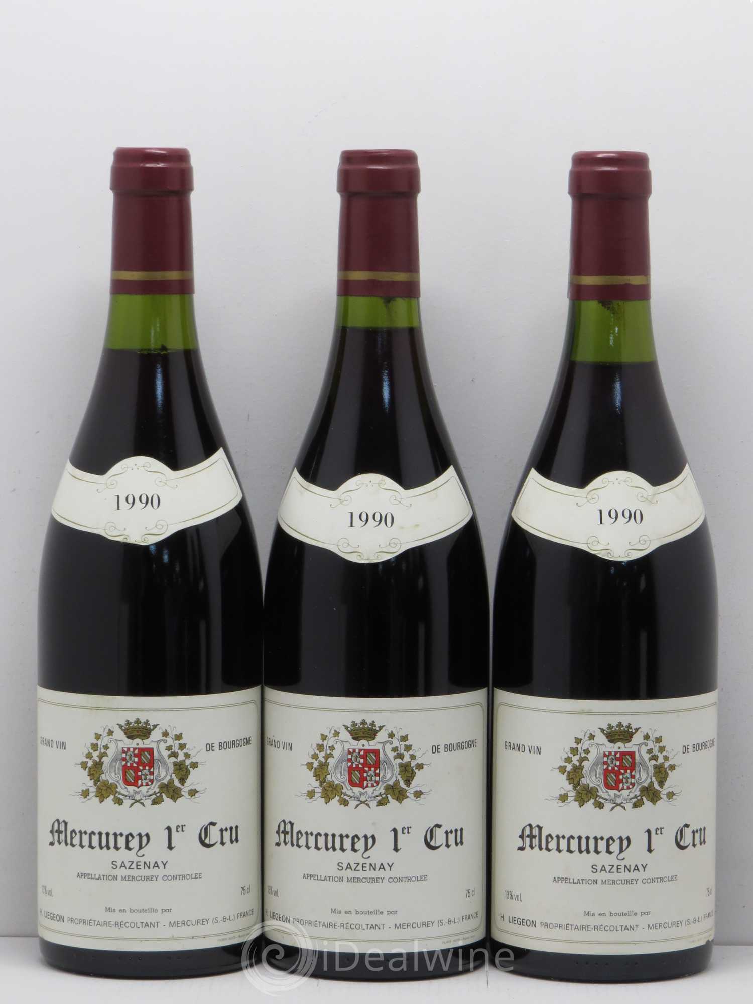 Mercurey 1er Cru Sazenay Liegeon 1990 - Lot de 6 bouteilles - 1