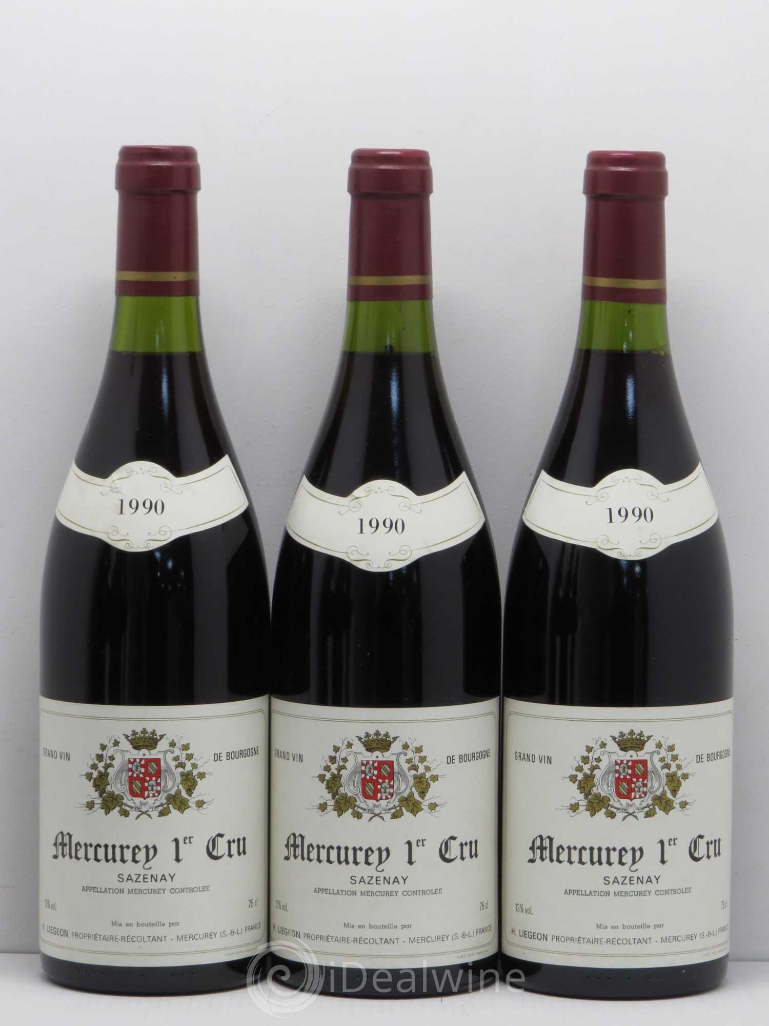 Mercurey 1er Cru Sazenay Liegeon 1990 - Lot de 6 bouteilles - 2