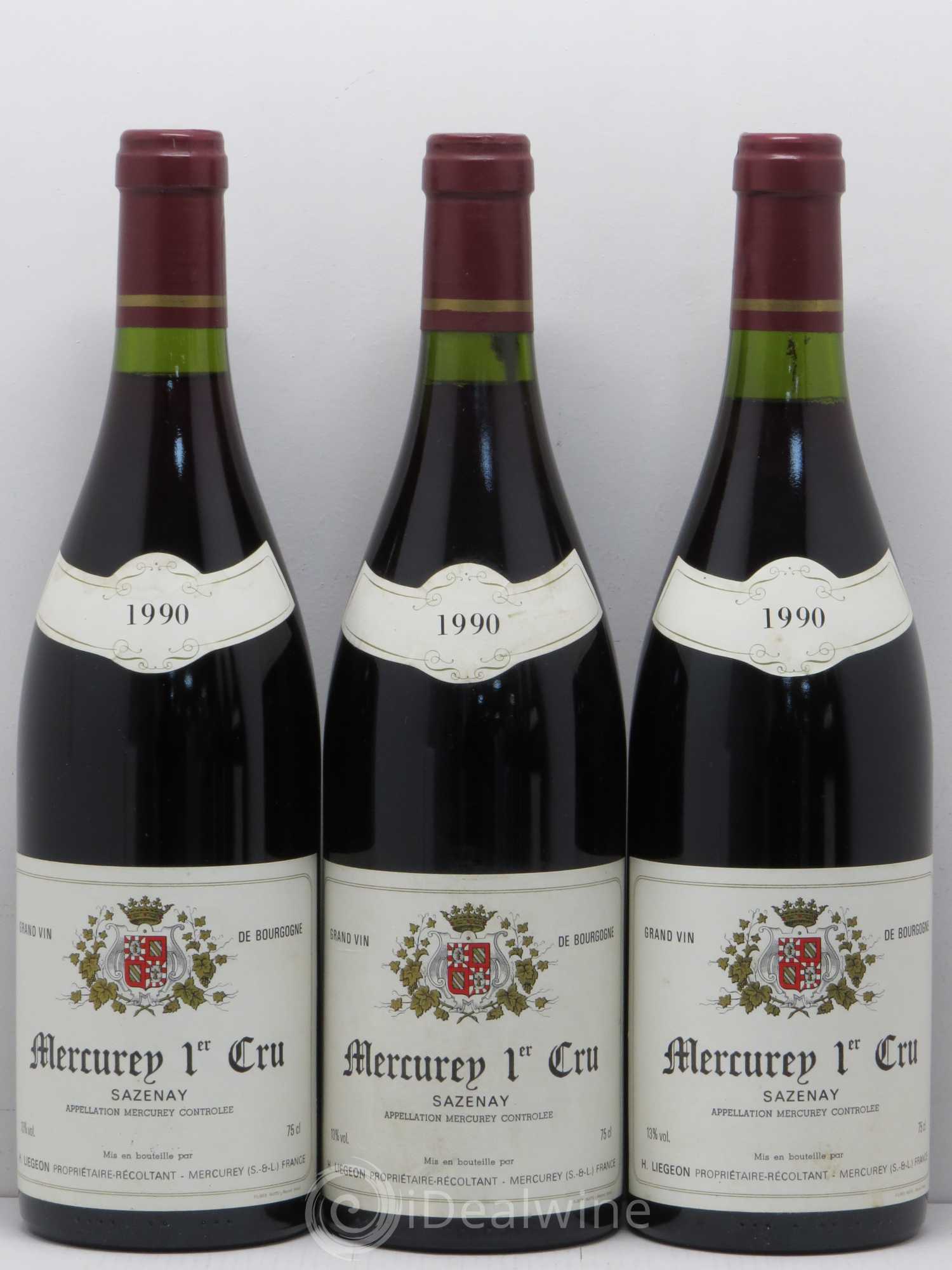 Mercurey 1er Cru Sazenay Liegeon 1990 - Posten von 6 Flaschen - 1