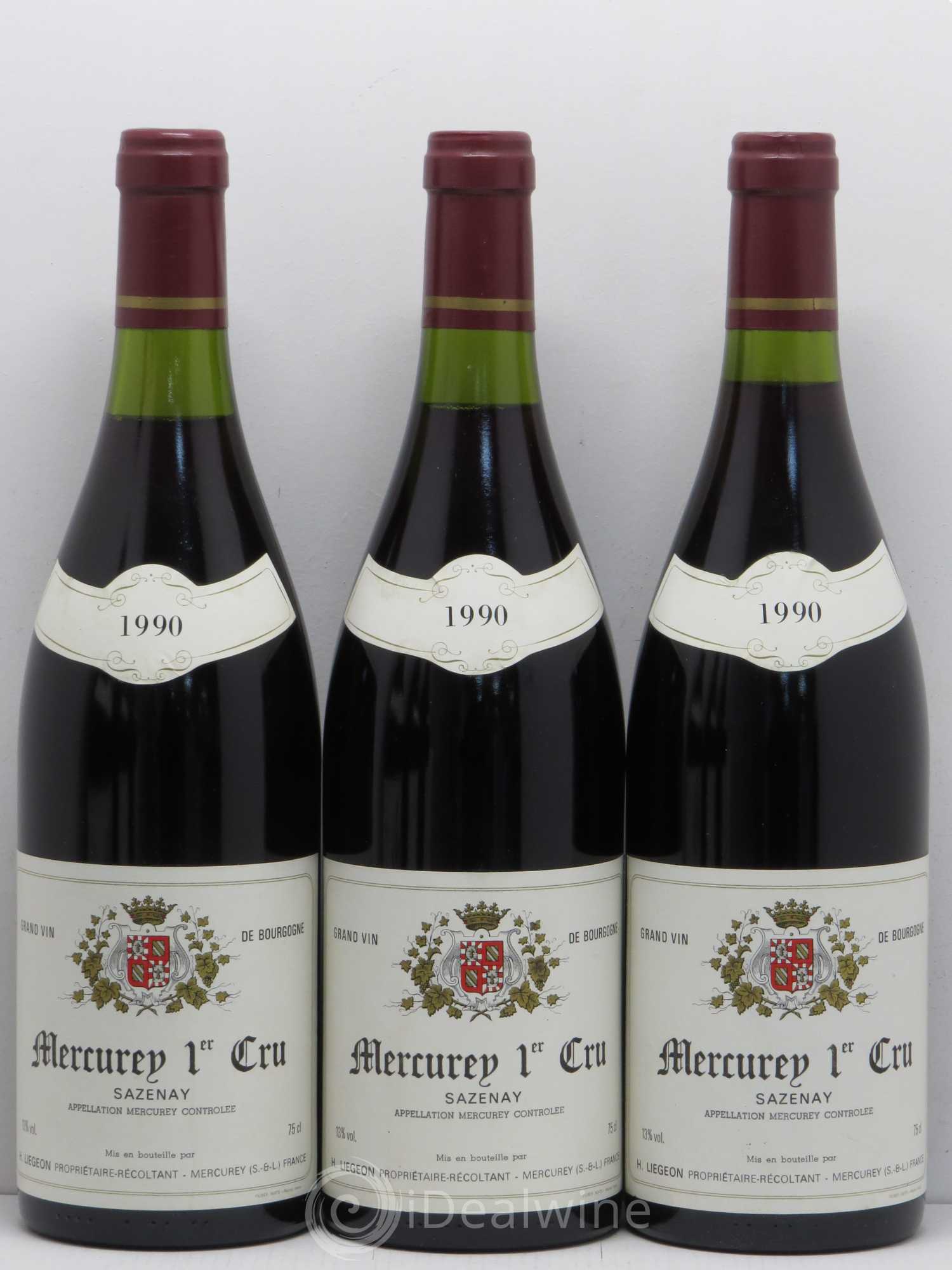 Mercurey 1er Cru Sazenay Liegeon 1990 - Posten von 6 Flaschen - 2