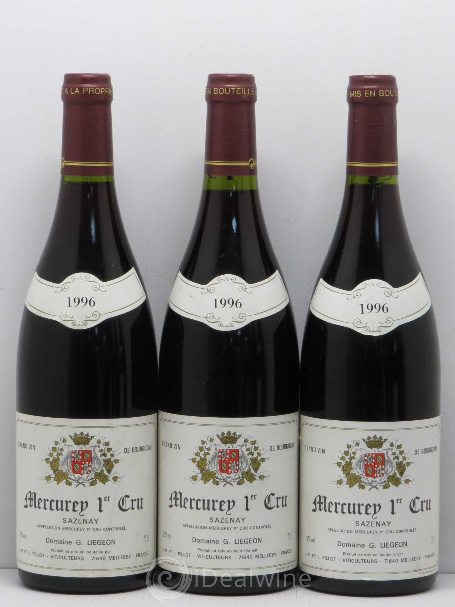 Mercurey 1er Cru Sazenay Liegeon 1996 - Posten von 6 Flaschen - 1