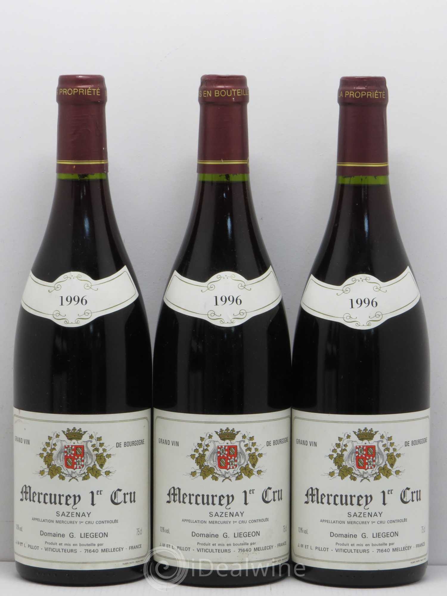 Mercurey 1er Cru Sazenay Liegeon 1996 - Posten von 6 Flaschen - 2