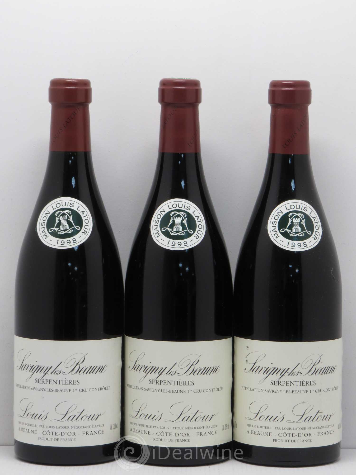 Savigny-lès-Beaune 1er Cru Serpentières Domaine Louis Latour 1998 - Posten von 3 Flaschen - 0