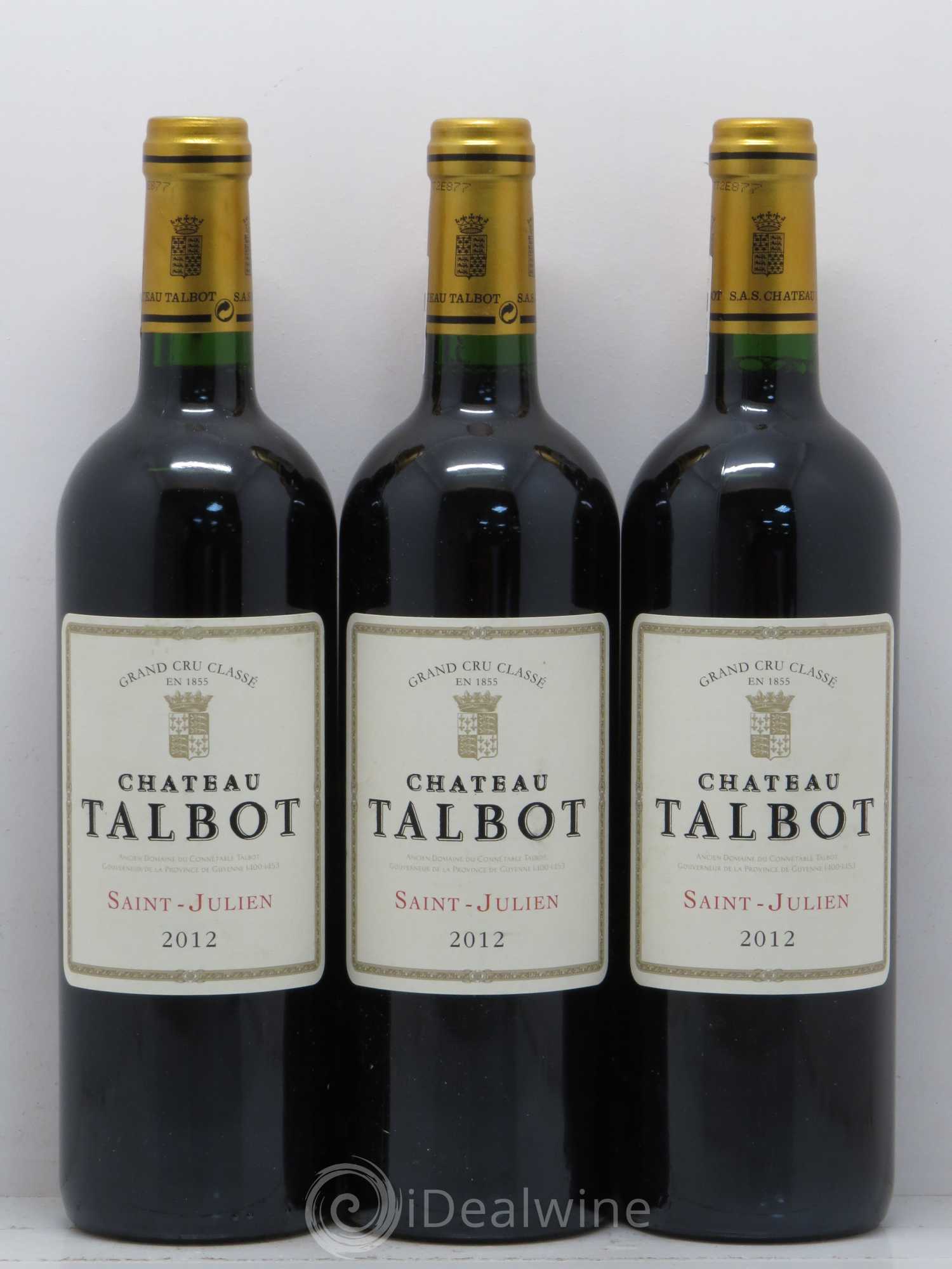 Château Talbot 4ème Grand Cru Classé 2012 - Lot de 3 bouteilles - 0