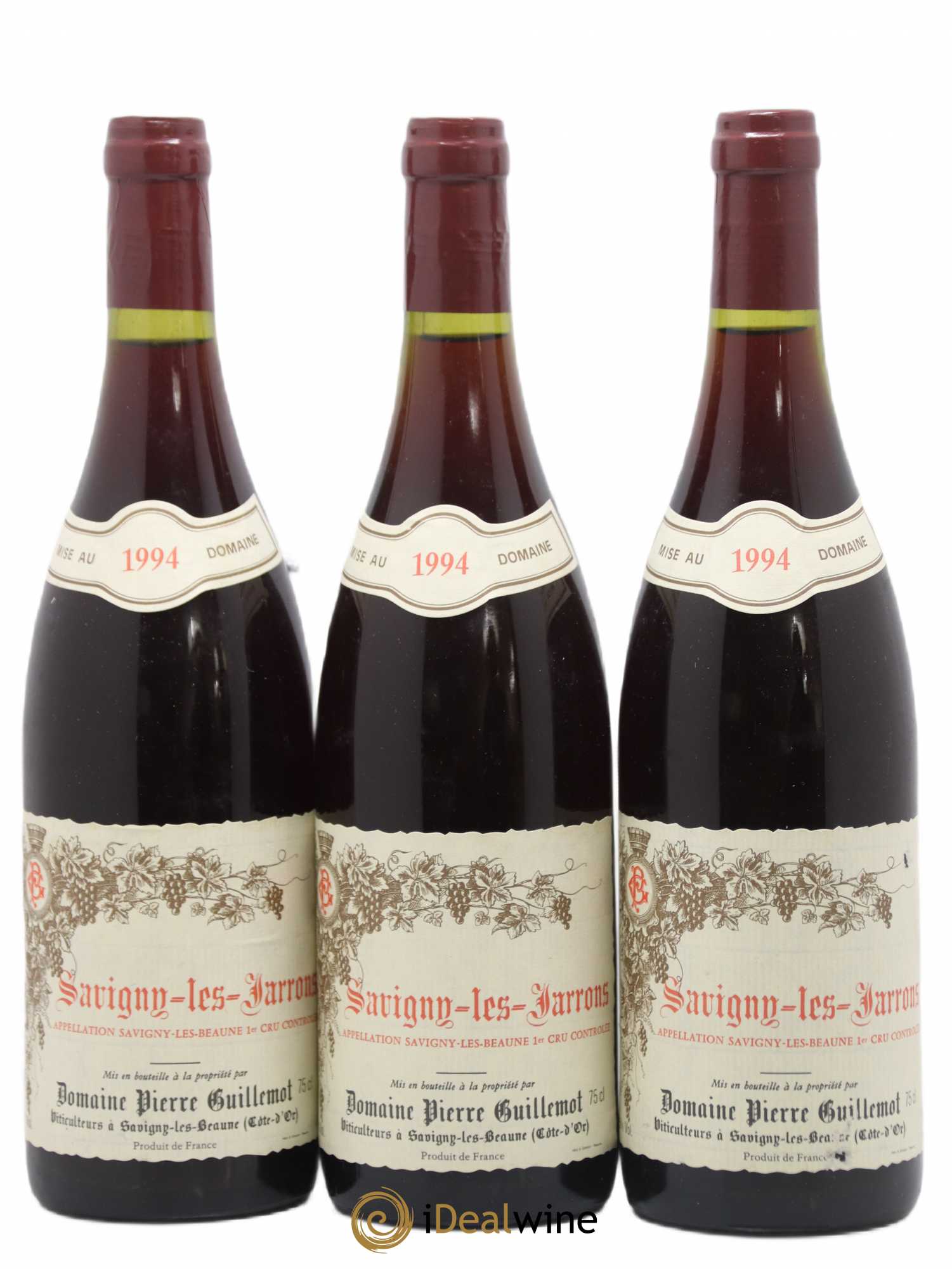 Savigny-lès-Beaune 1er Cru Les Jarons Domaine Pierre Guillemot 1994 - Posten von 3 Flaschen - 0
