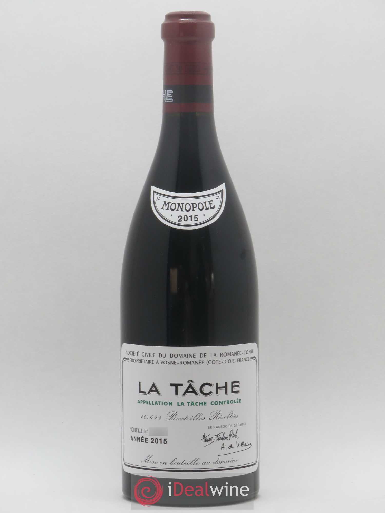 La Tâche Grand Cru Domaine de la Romanée-Conti 2015 - Lot de 1 bouteille - 0