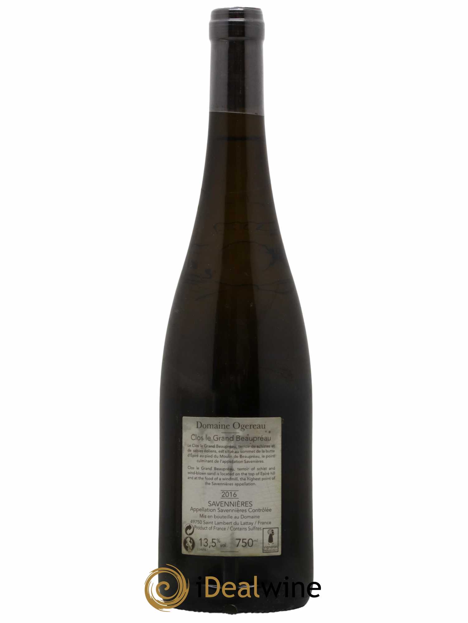 Savennières Clos le Grand Beaupréau Domaine Ogereau 2016 - Lot de 1 bouteille - 1