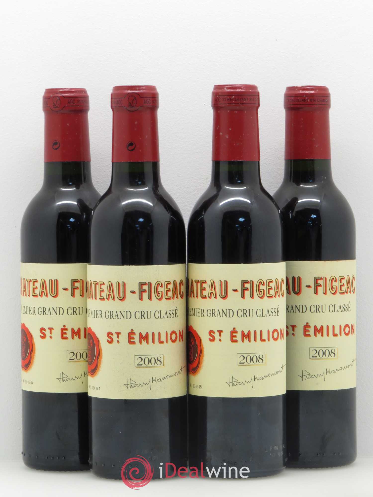 Château Figeac 1er Grand Cru Classé A 2008 - Lot de 4 demi bouteilles - 0