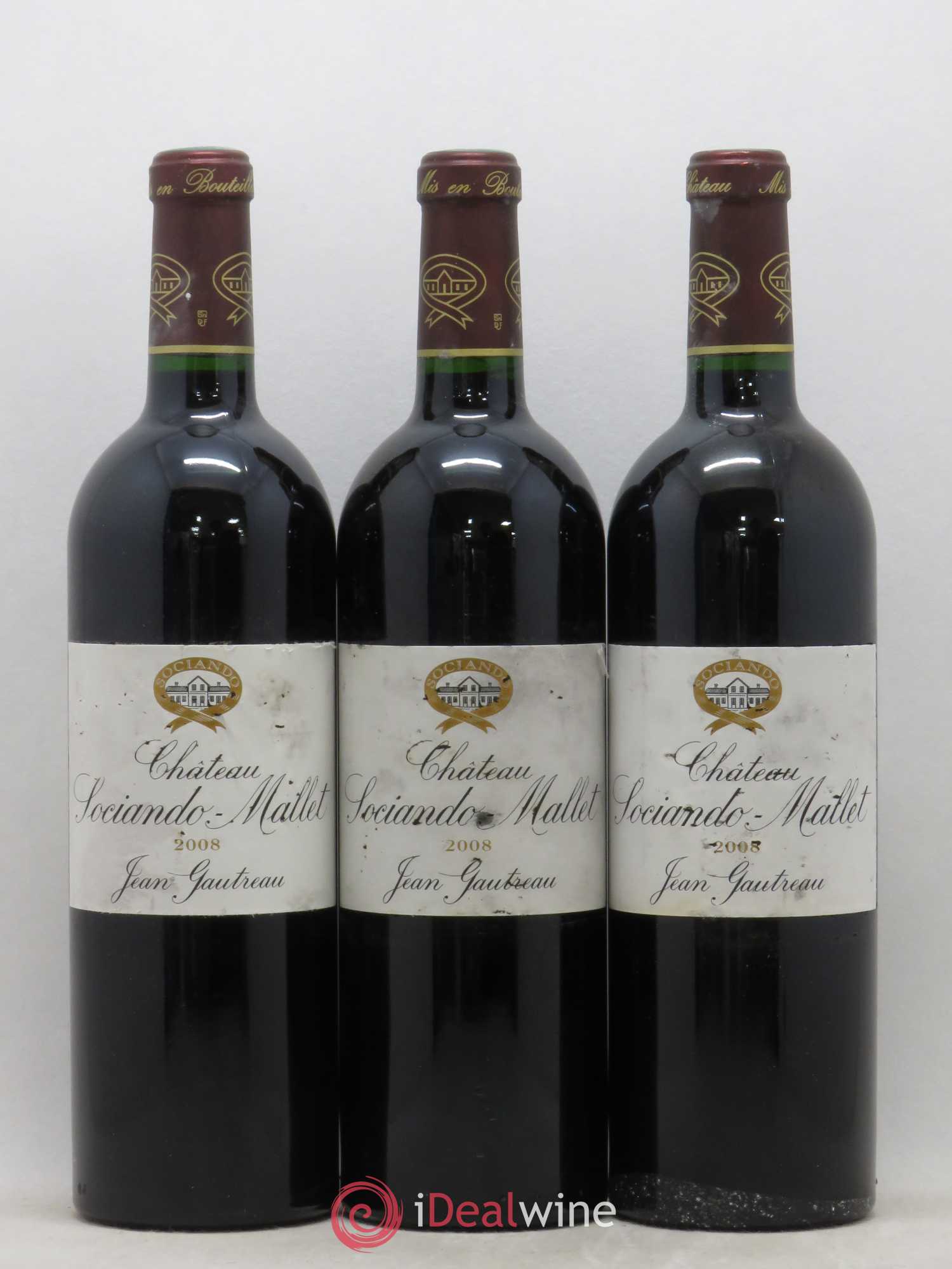 Château Sociando Mallet 2008 - Lot de 3 bouteilles - 0