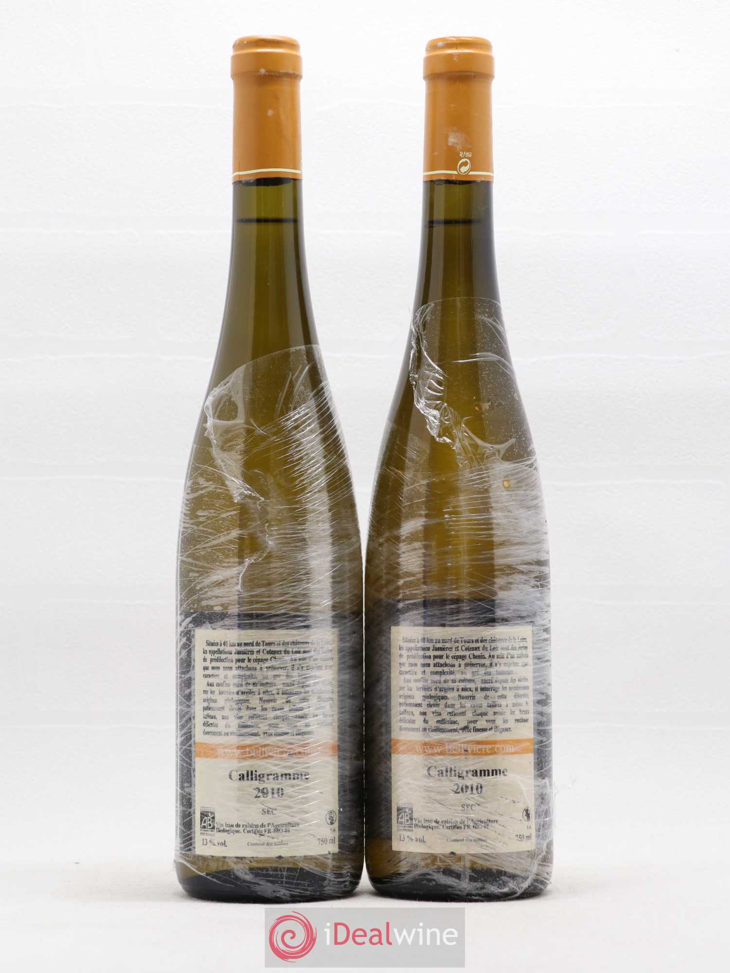 Jasnières Calligramme Domaine de Bellivière 2010 - Lot de 2 bouteilles - 1