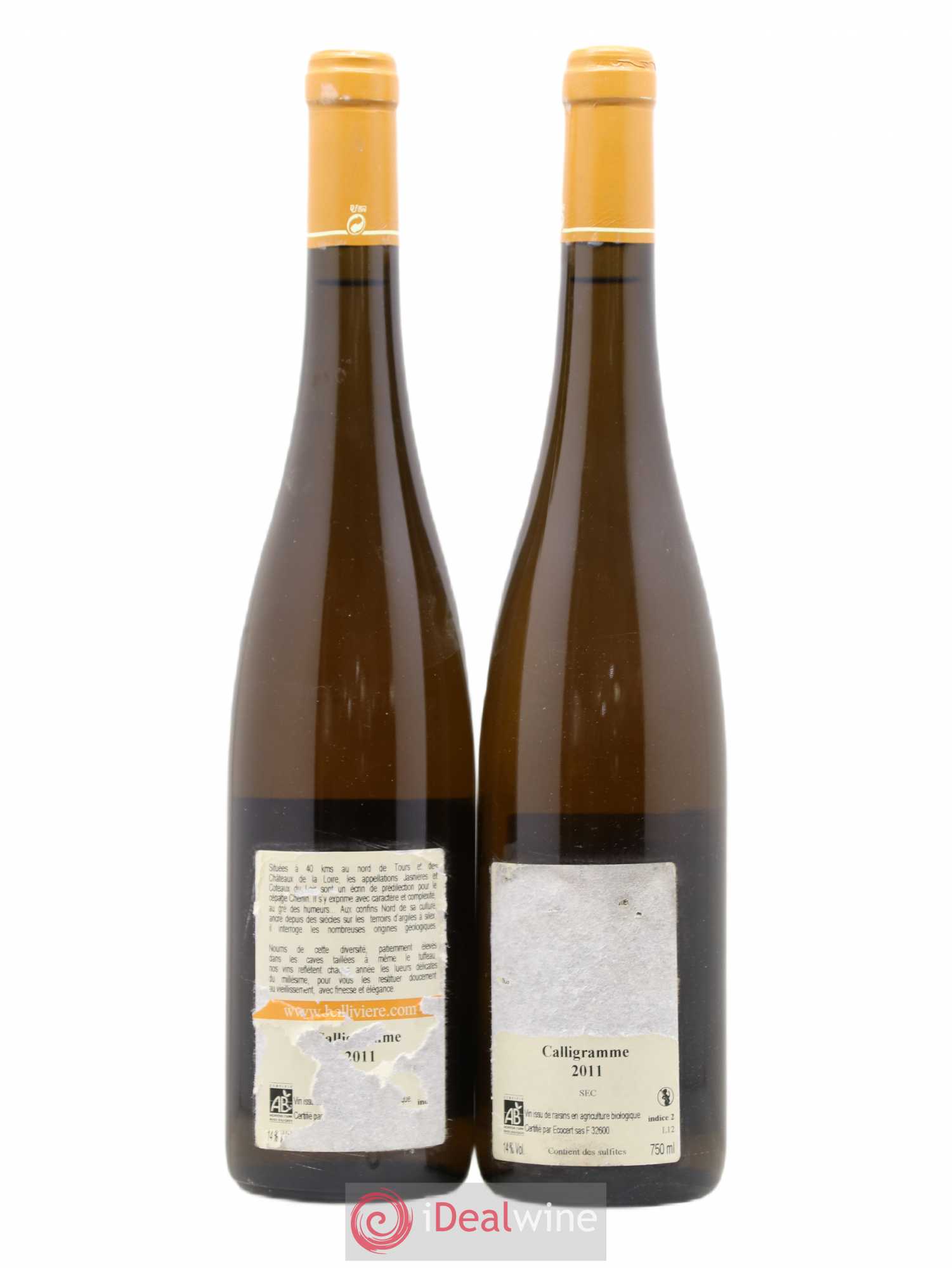 Jasnières Calligramme Domaine de Bellivière 2011 - Lot de 2 bouteilles - 1
