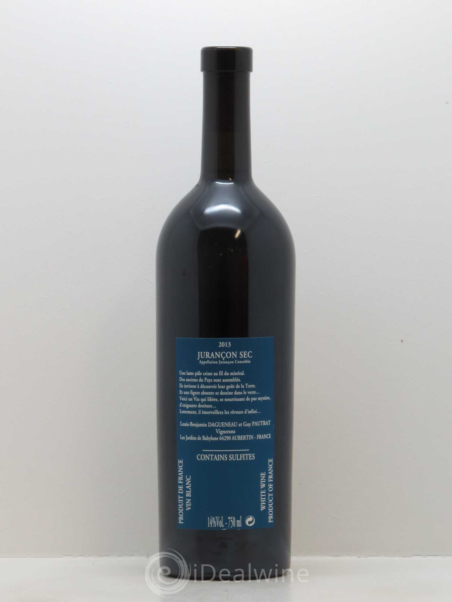 Vin de France(anciennement Jurançon) Les Jardins de Babylone Sec Didier Dagueneau (50cl) 2013 - Lot de 1 bouteille - 1