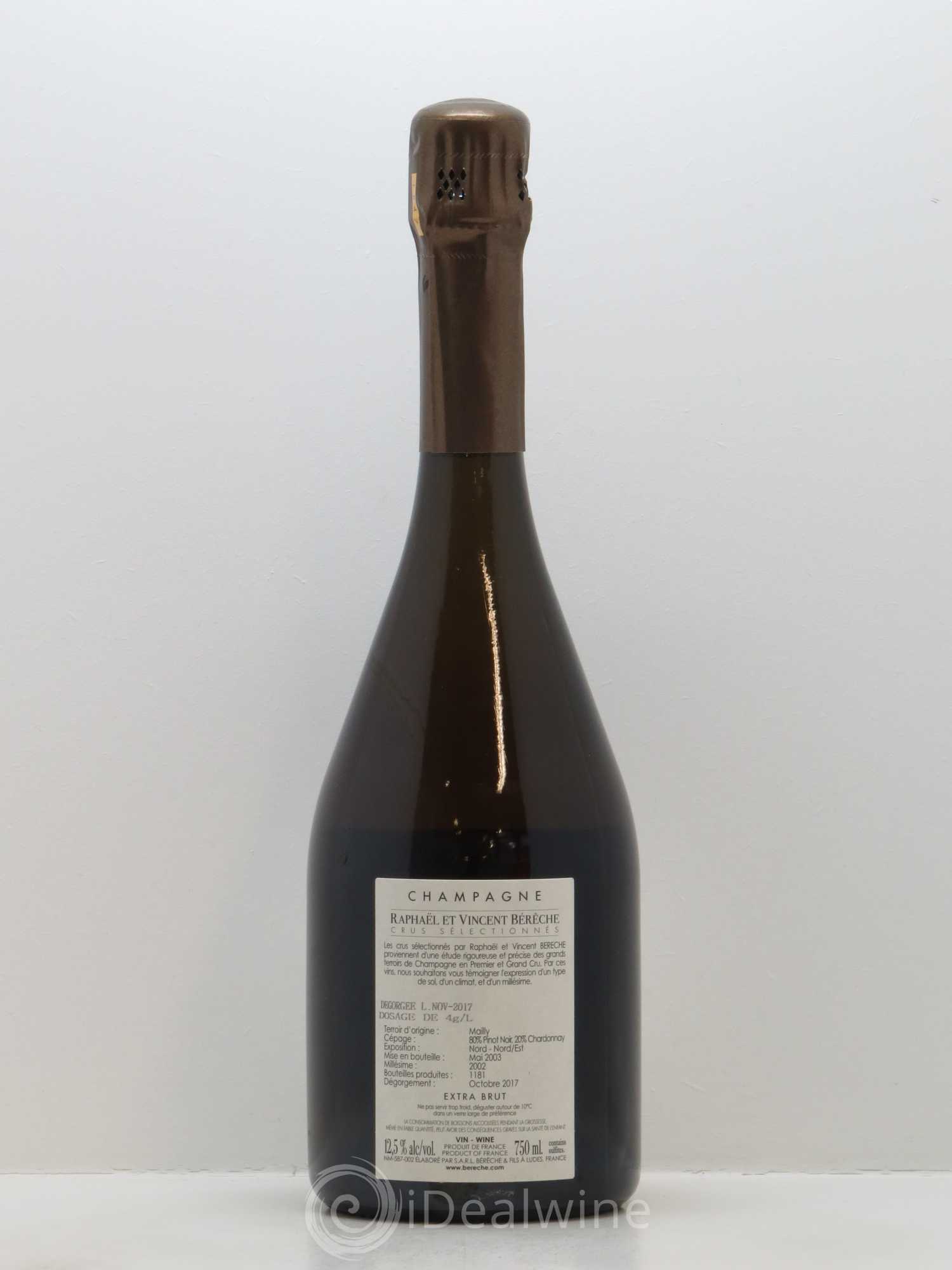 Montagne Grand Cru (Terroir de Verzenay) Extra-Brut Bérêche et Fils 2002 - Lot de 1 bouteille - 1
