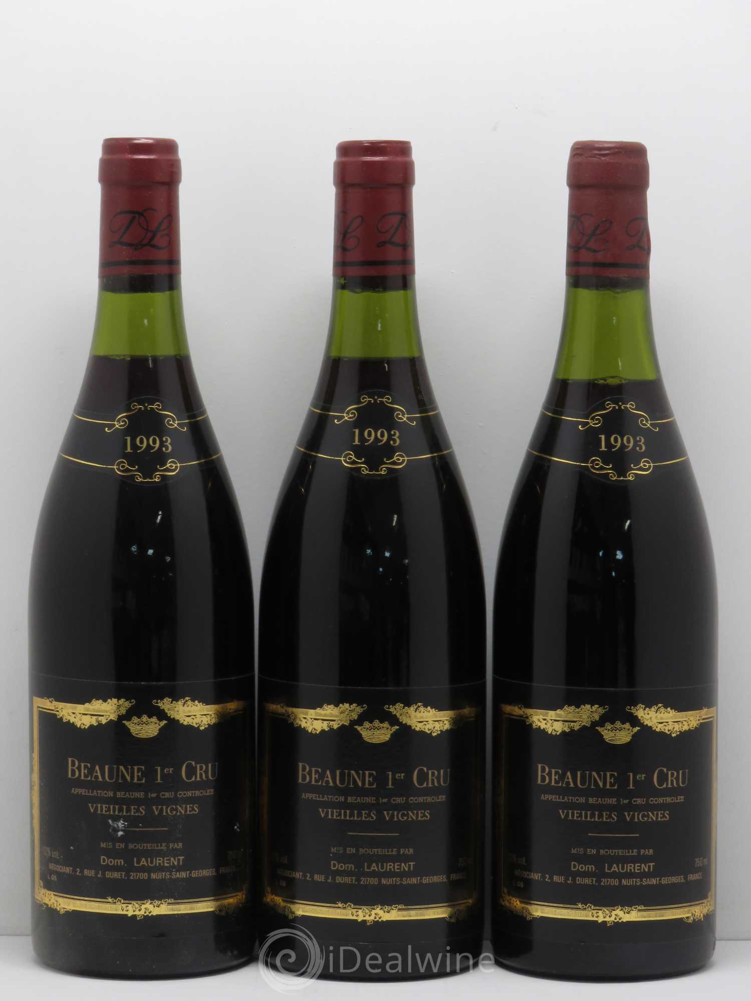 Beaune 1er Cru Vieilles Vignes Dominique Laurent (sans prix de réserve) 1993 - Lot de 3 bouteilles - 0