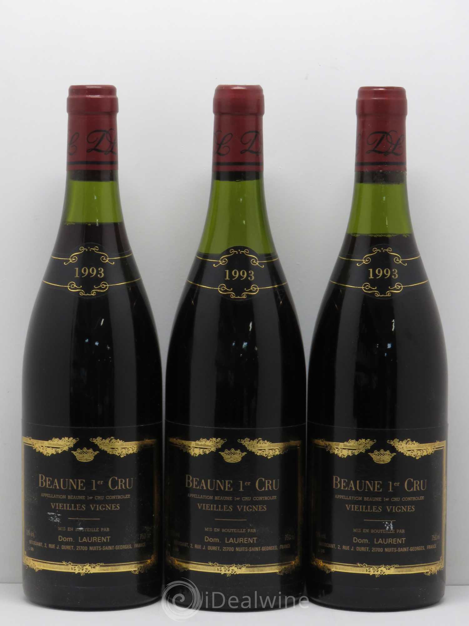 Beaune 1er Cru Vieilles Vignes Dominique Laurent (sans prix de réserve) 1993 - Lot de 3 bouteilles - 0