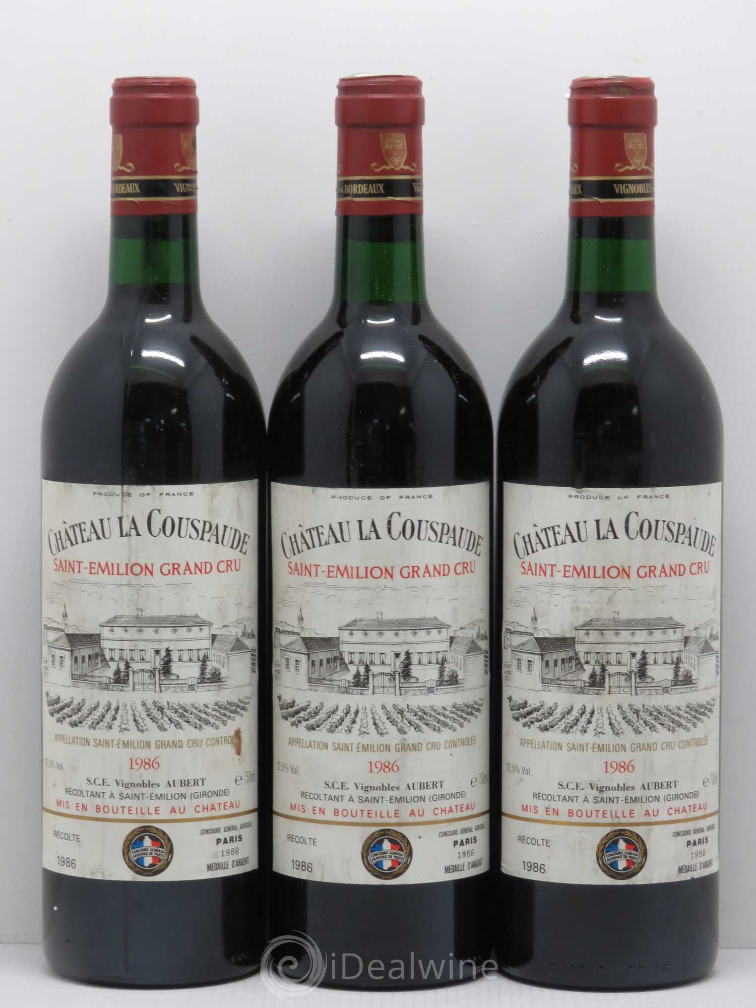 Château la Couspaude Grand Cru Classé 1986 - Lot de 3 bouteilles - 0