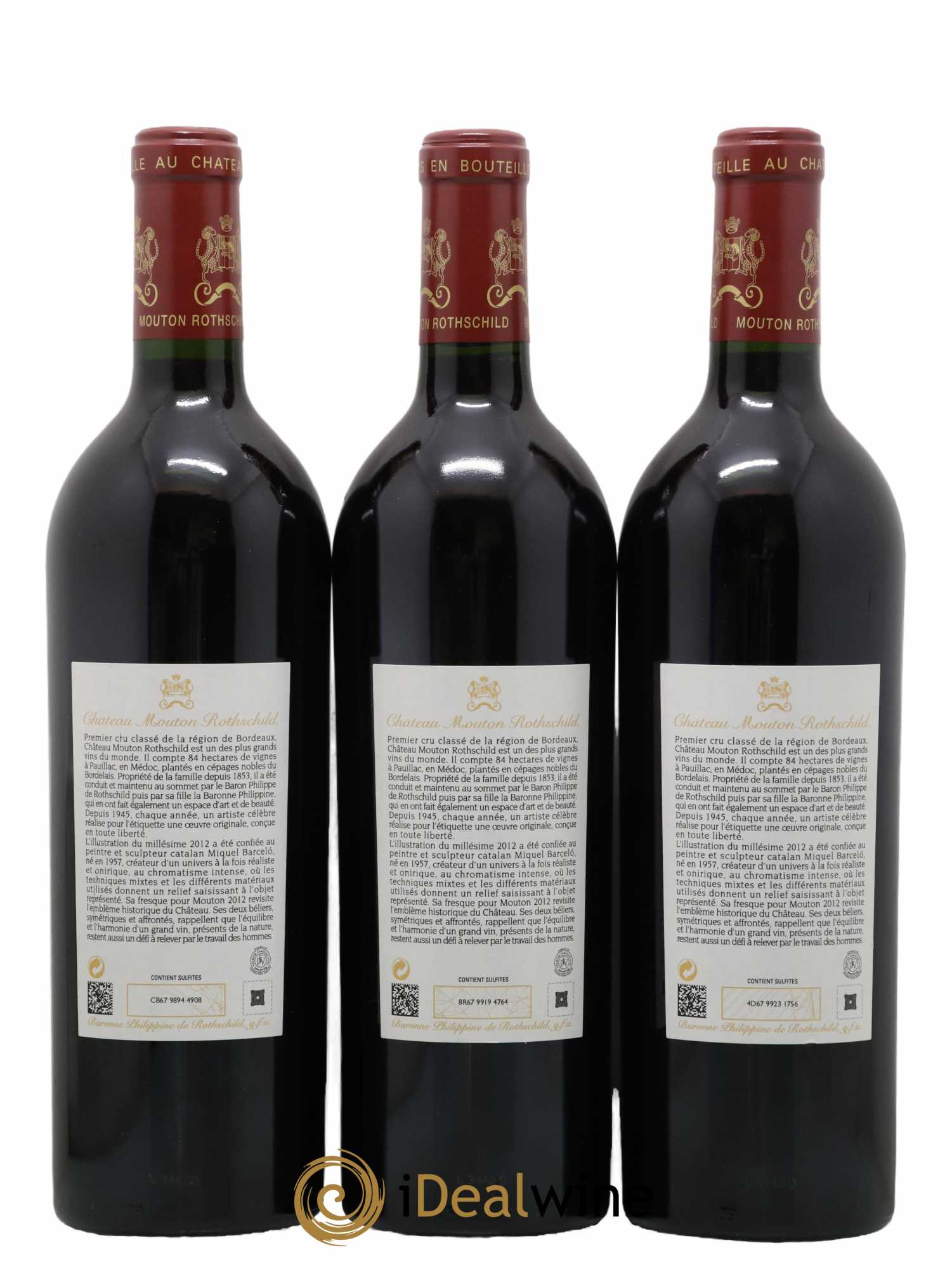 Château Mouton Rothschild 1er Grand Cru Classé 2012 - Lot of 3 bottles - 1