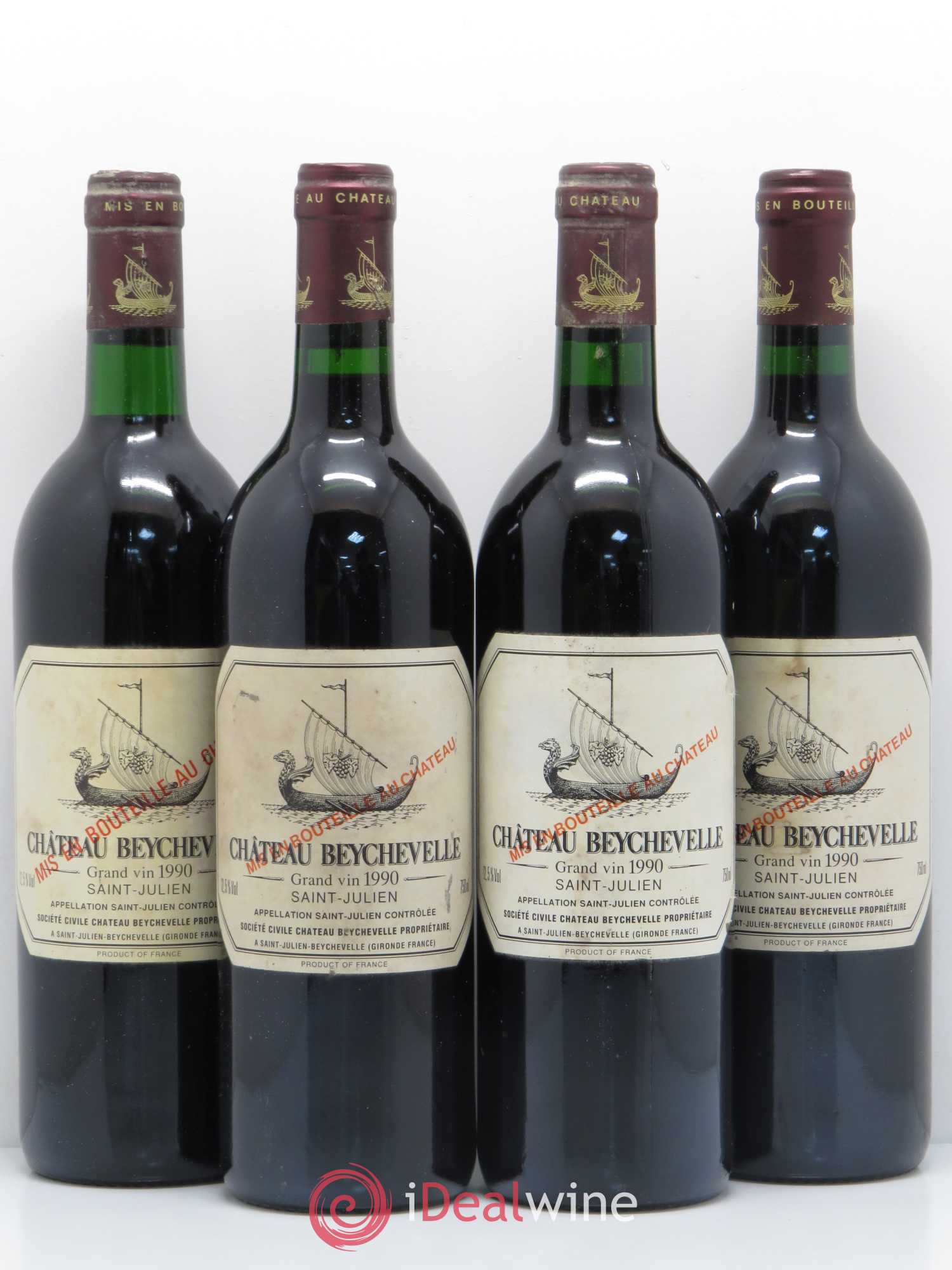 Château Beychevelle 4ème Grand Cru Classé 1990 - Lot de 4 bouteilles - 0