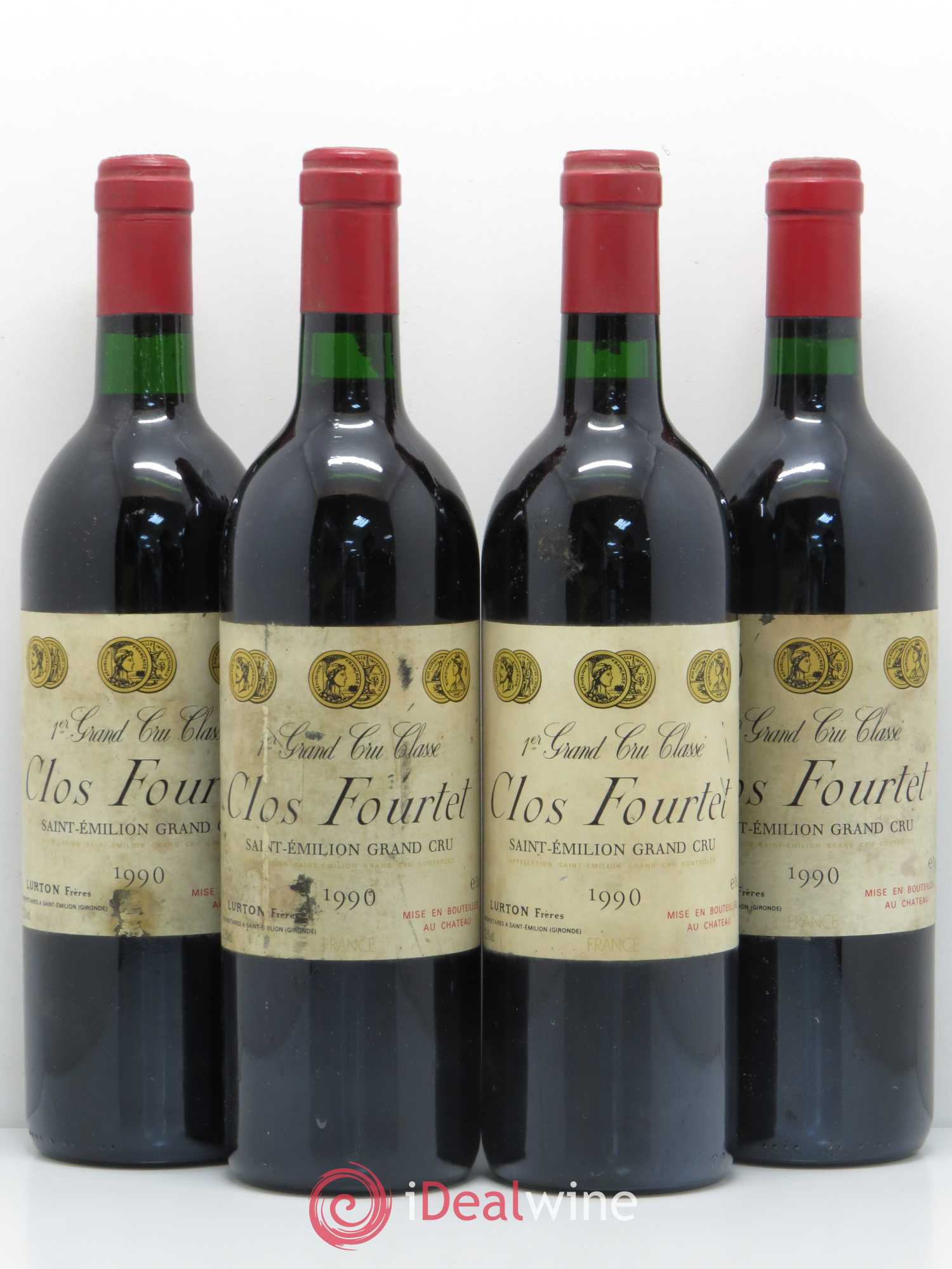 Clos Fourtet 1er Grand Cru Classé B 1990 - Lot de 4 bouteilles - 0