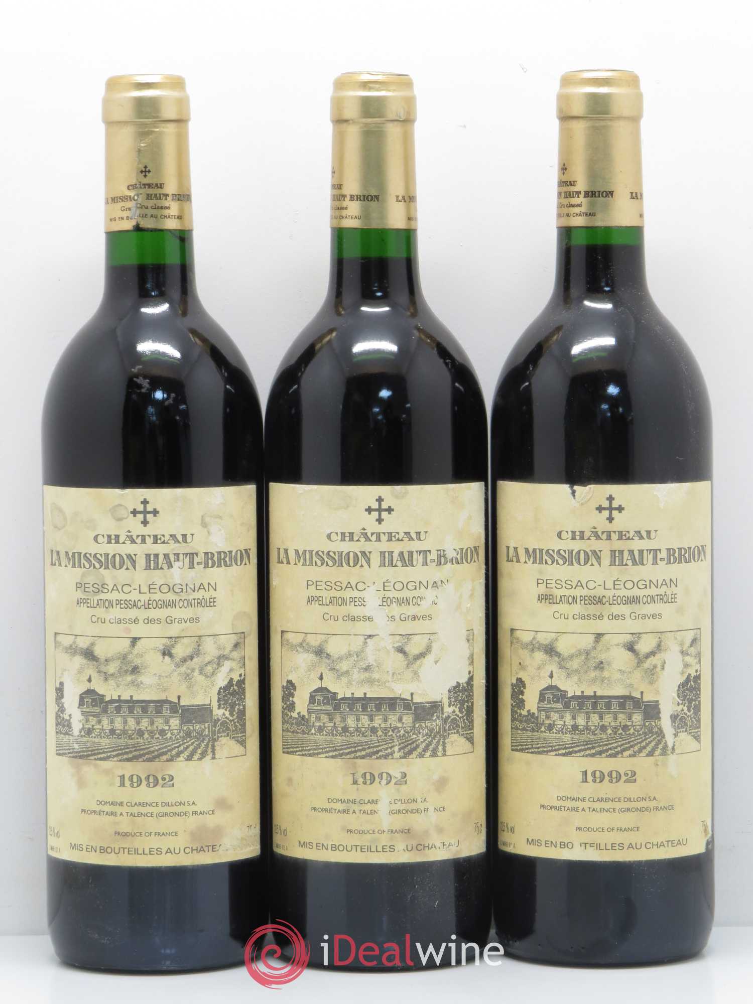 Château la Mission Haut-Brion Cru Classé de Graves 1992 - Lot de 3 bouteilles - 0