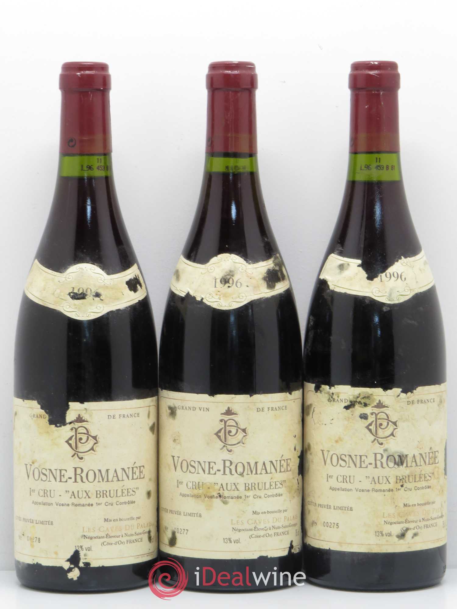 Vosne-Romanée Aux Brulees Caves Du Palais Michel Saban 1996 - Posten von 3 Flaschen - 0