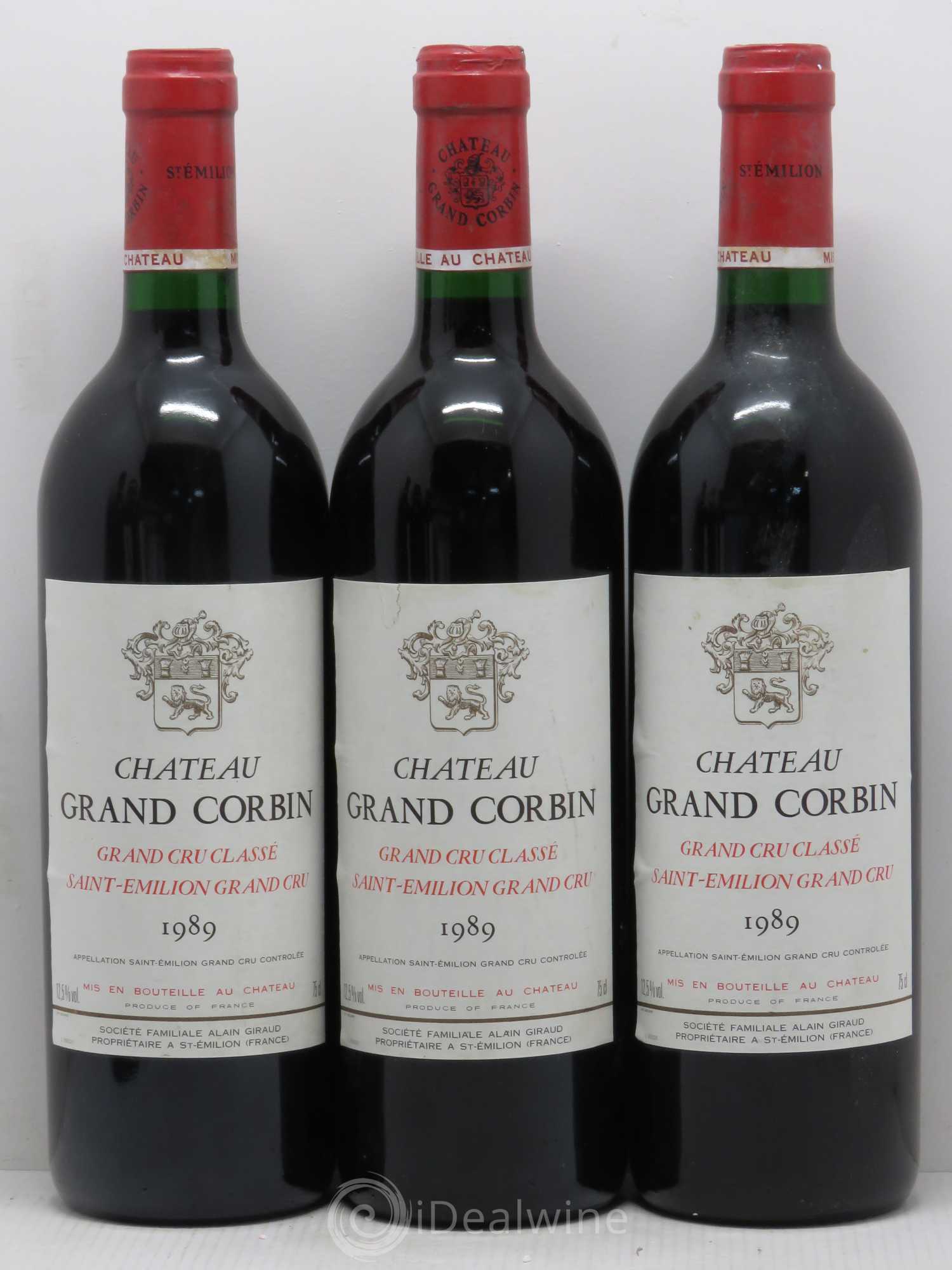 Château Grand Corbin Grand Cru Classé 1989 - Lot de 6 bouteilles - 1