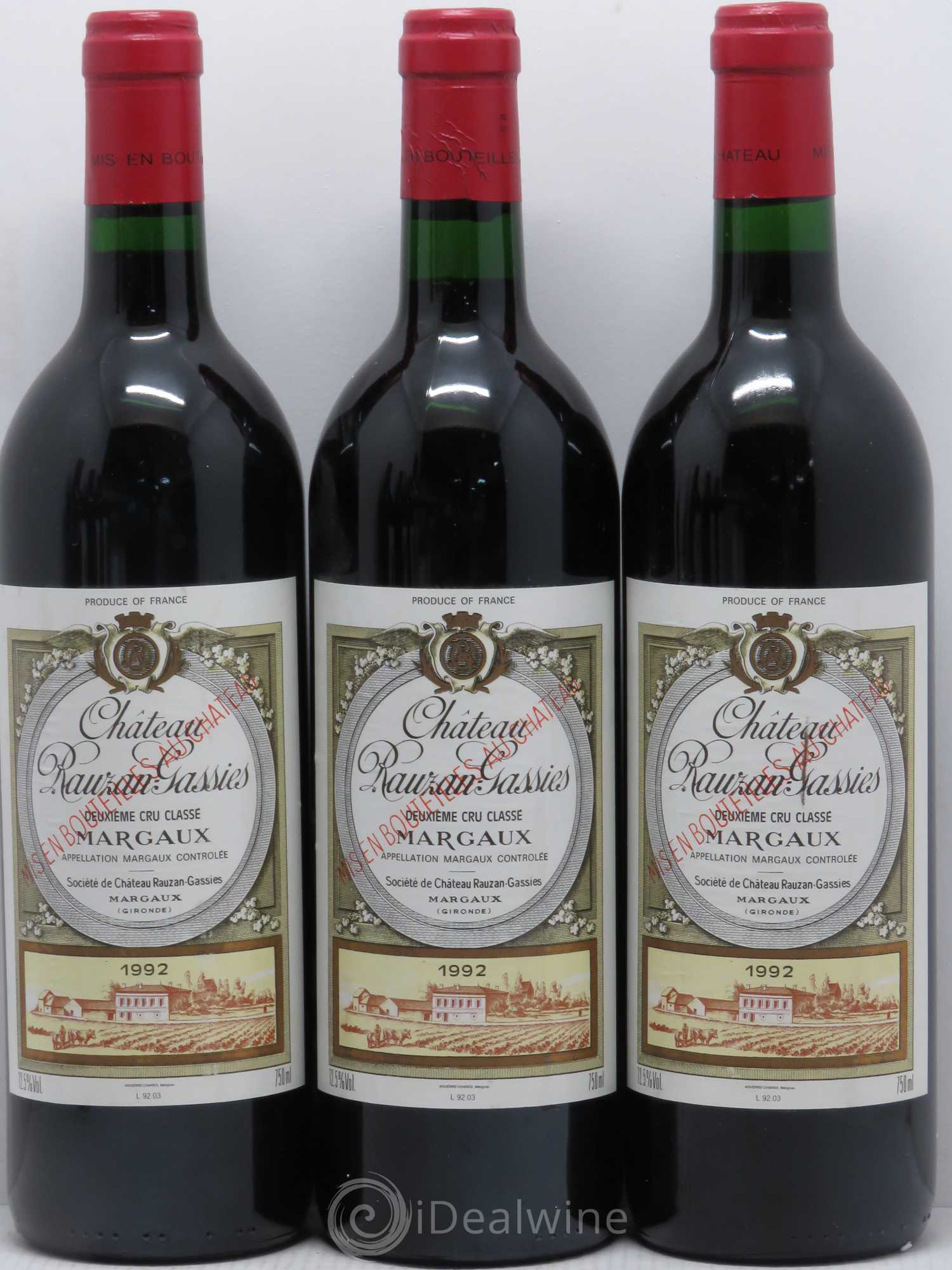 Château Rauzan-Gassies 2ème Grand Cru Classé 1992 - Lot de 6 bouteilles - 1