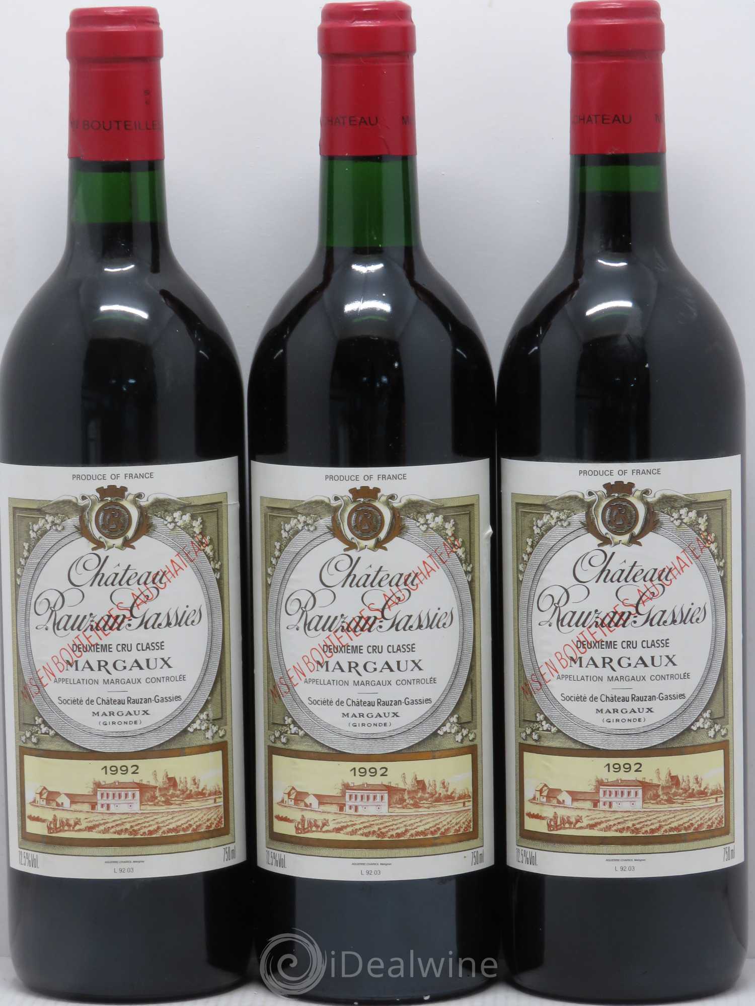 Château Rauzan-Gassies 2ème Grand Cru Classé 1992 - Lot de 6 bouteilles - 1
