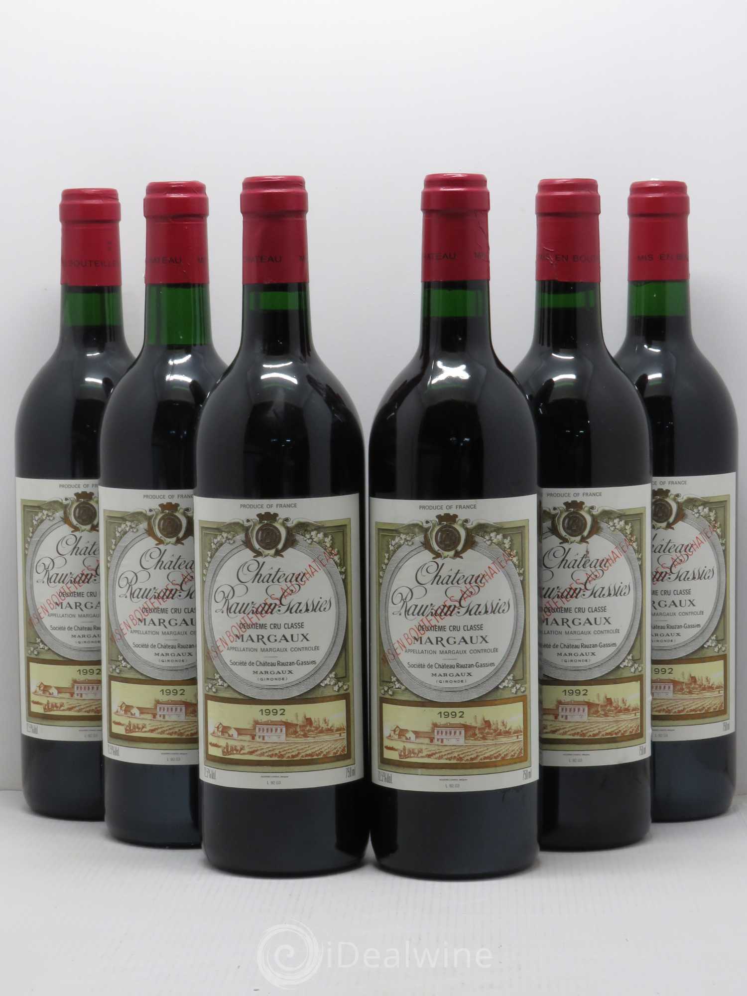 Château Rauzan-Gassies 2ème Grand Cru Classé 1992 - Lot de 6 bouteilles - 0