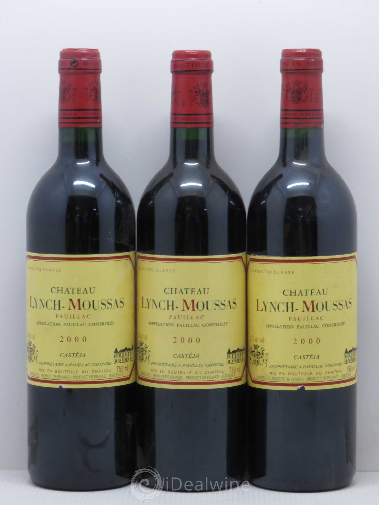 Château Lynch Moussas 5ème Grand Cru Classé 2000 - Lot de 3 bouteilles - 0