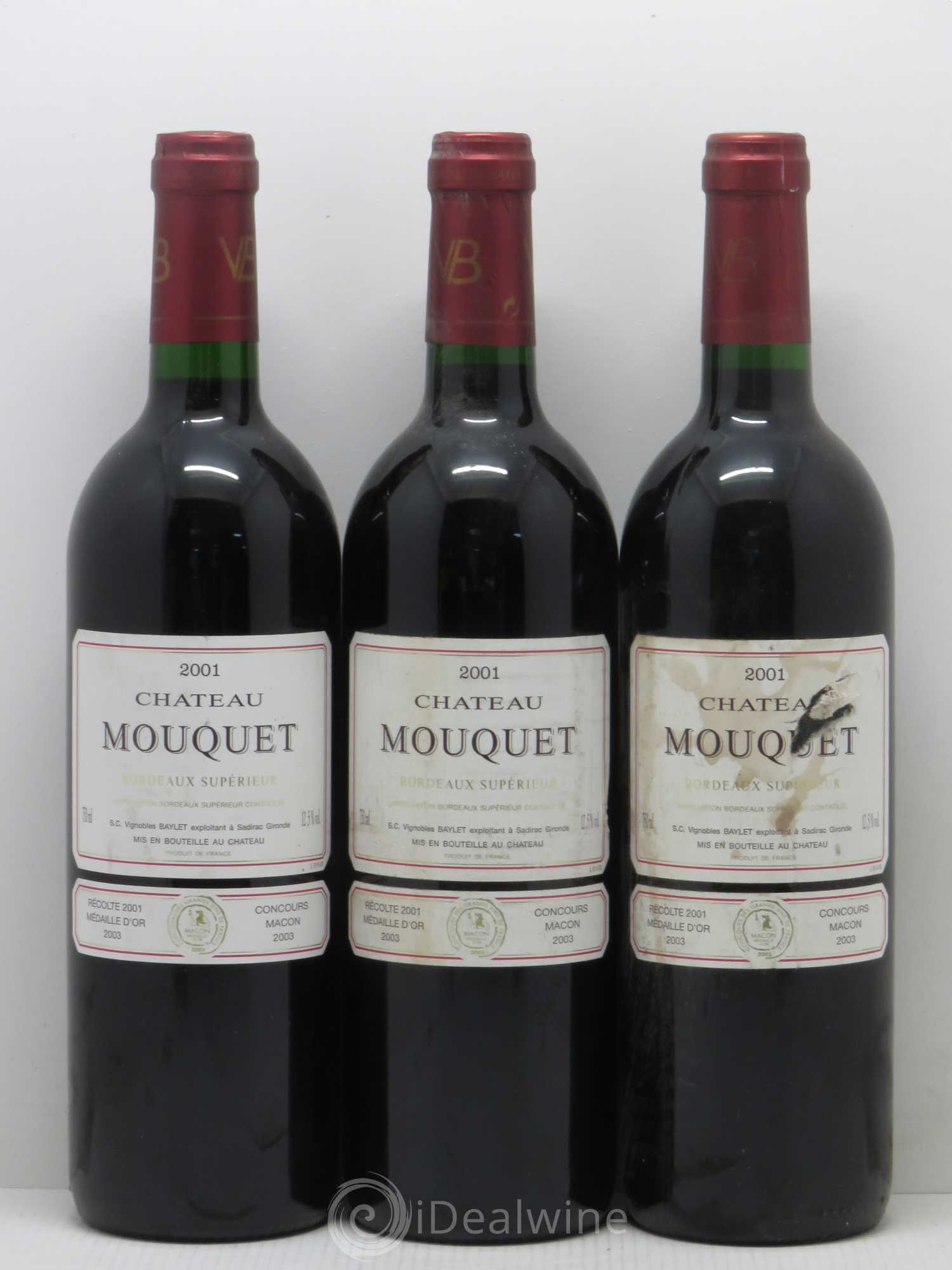 Divers Château Mouquet (sans prix de réserve) 2001 - Posten von 3 Flaschen - 0