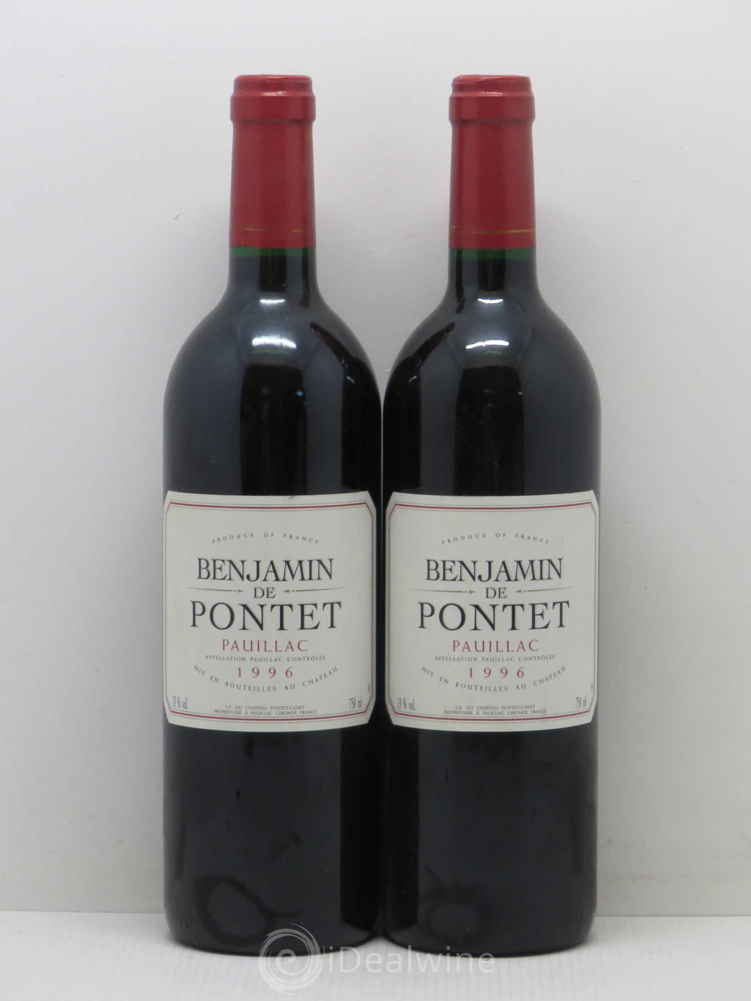 Pauillac Benjamin de Pontet 1996 - Lot de 2 bouteilles - 0