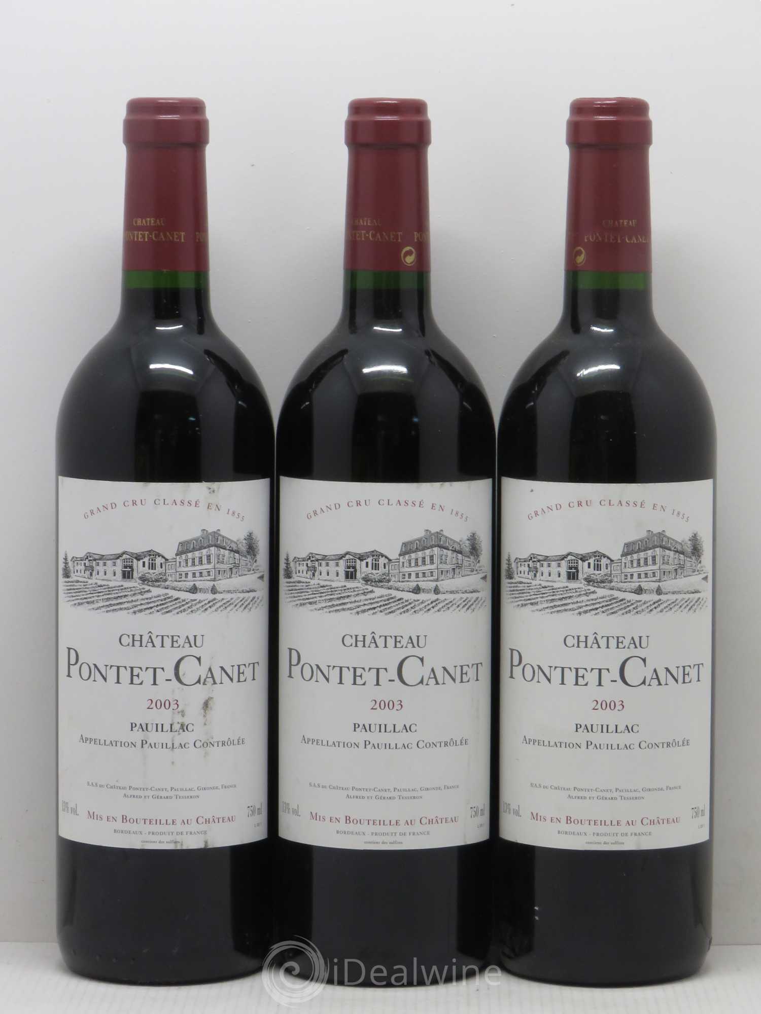 Château Pontet Canet 5ème Grand Cru Classé 2003 - Lot de 6 bouteilles - 1