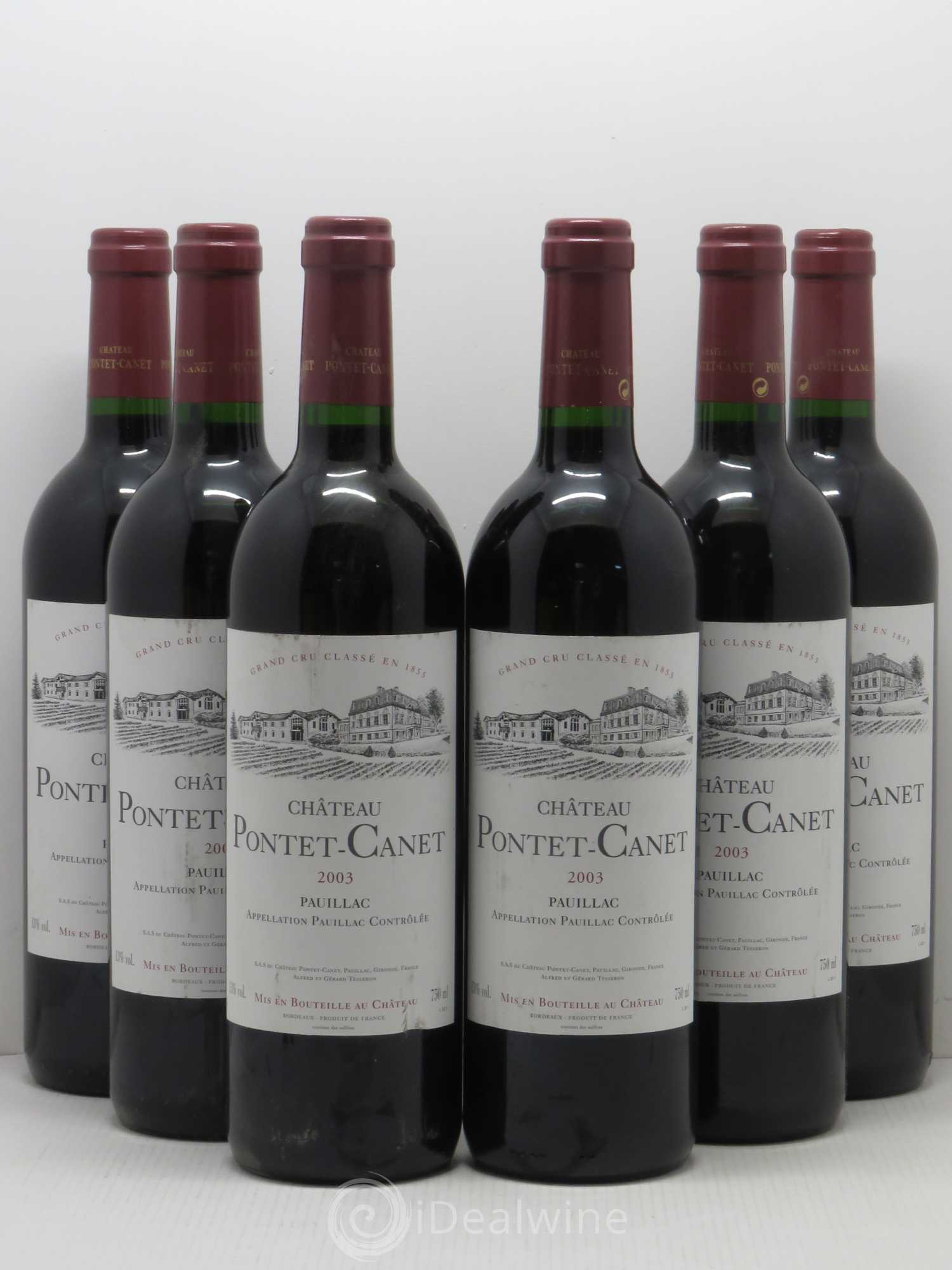 Château Pontet Canet 5ème Grand Cru Classé 2003 - Lot de 6 bouteilles - 0
