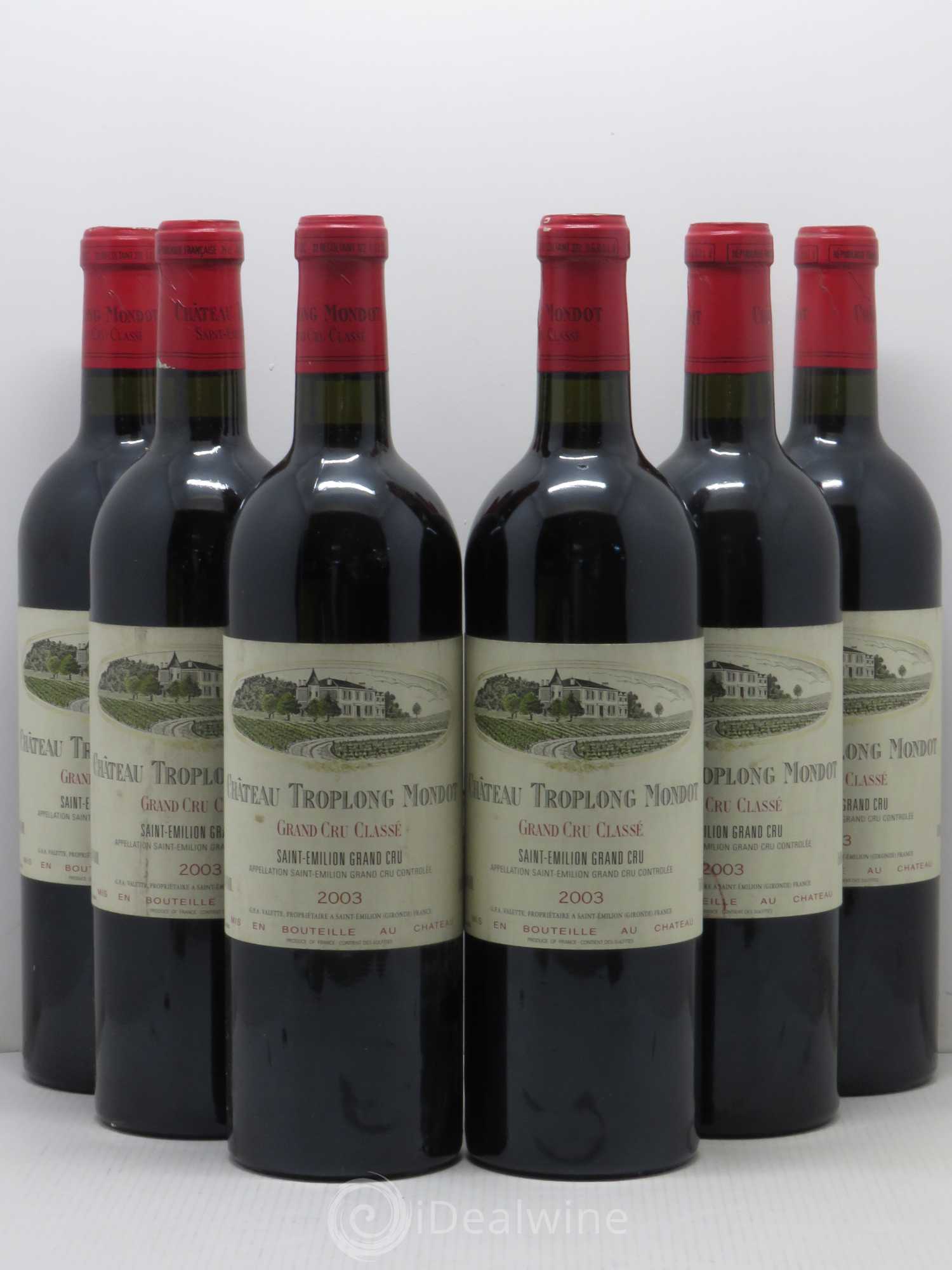 Château Troplong Mondot 1er Grand Cru Classé B 2003 - Lot de 6 bouteilles - 0
