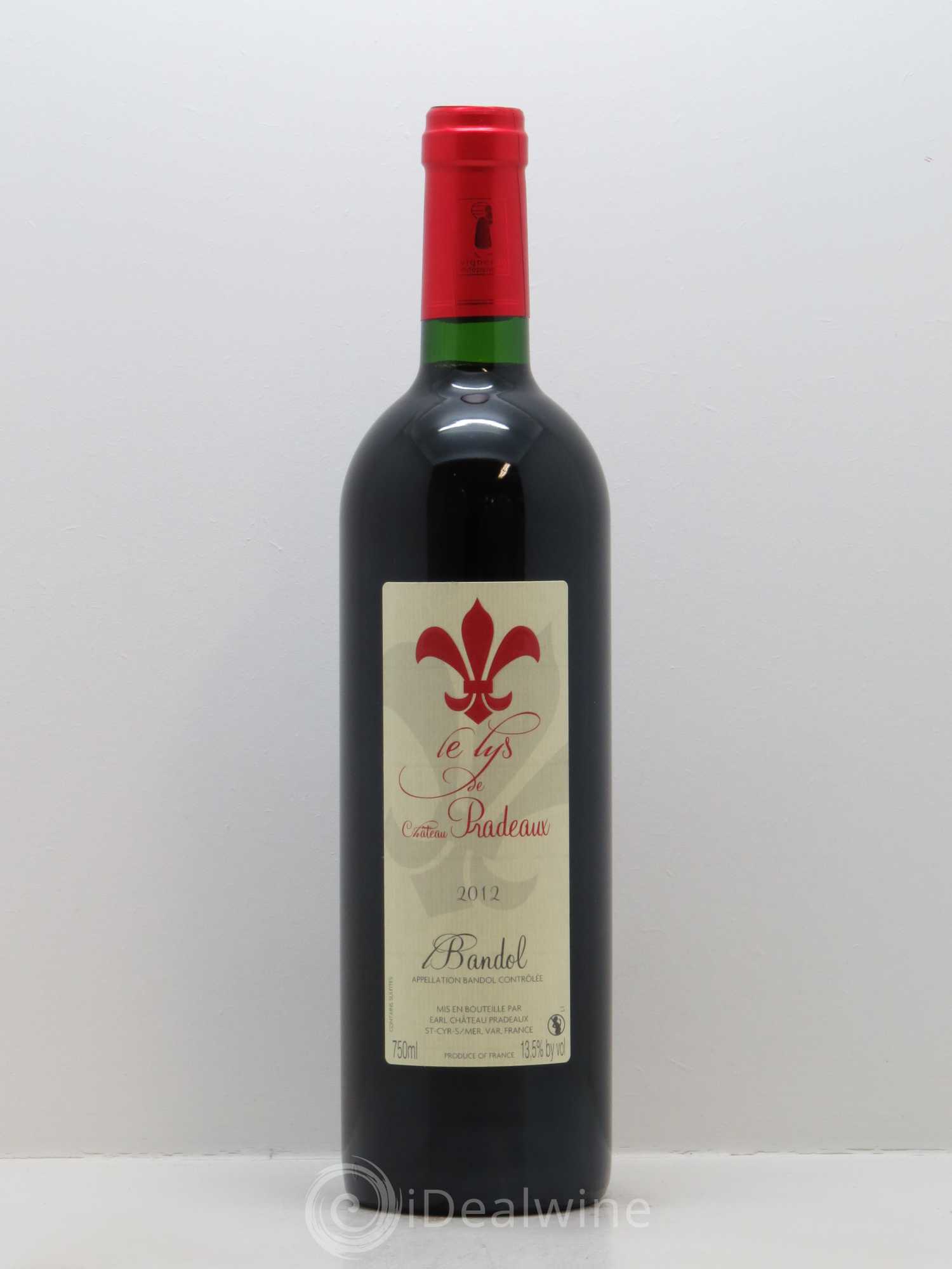 Bandol Château Pradeaux Le Lys Famille Portalis 2012 - Lot de 1 bouteille - 0