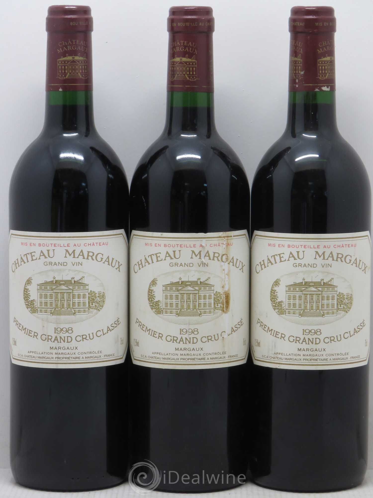 Château Margaux 1er Grand Cru Classé 1998 - Lot de 3 bouteilles - 0