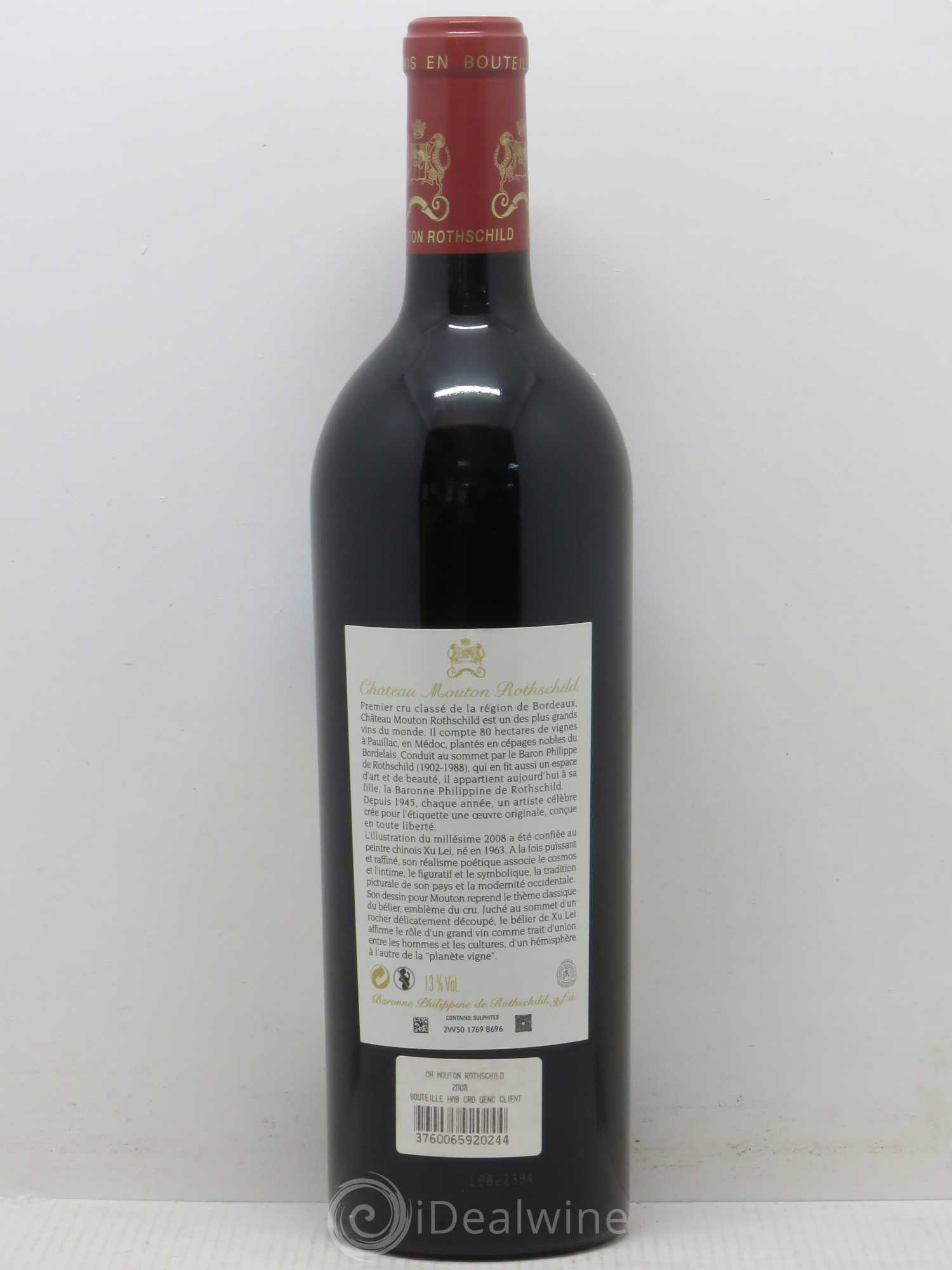 Château Mouton Rothschild 1er Grand Cru Classé 2008 - Lot de 1 bouteille - 1