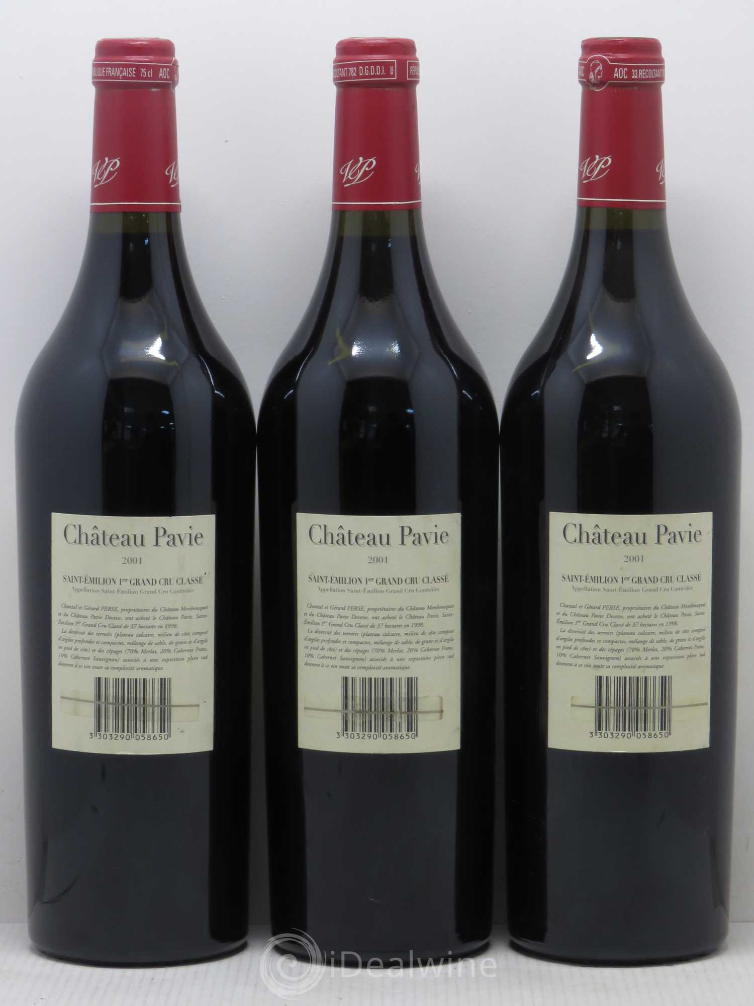 Château Pavie 1er Grand Cru Classé A 2001 - Lot de 3 bouteilles - 1
