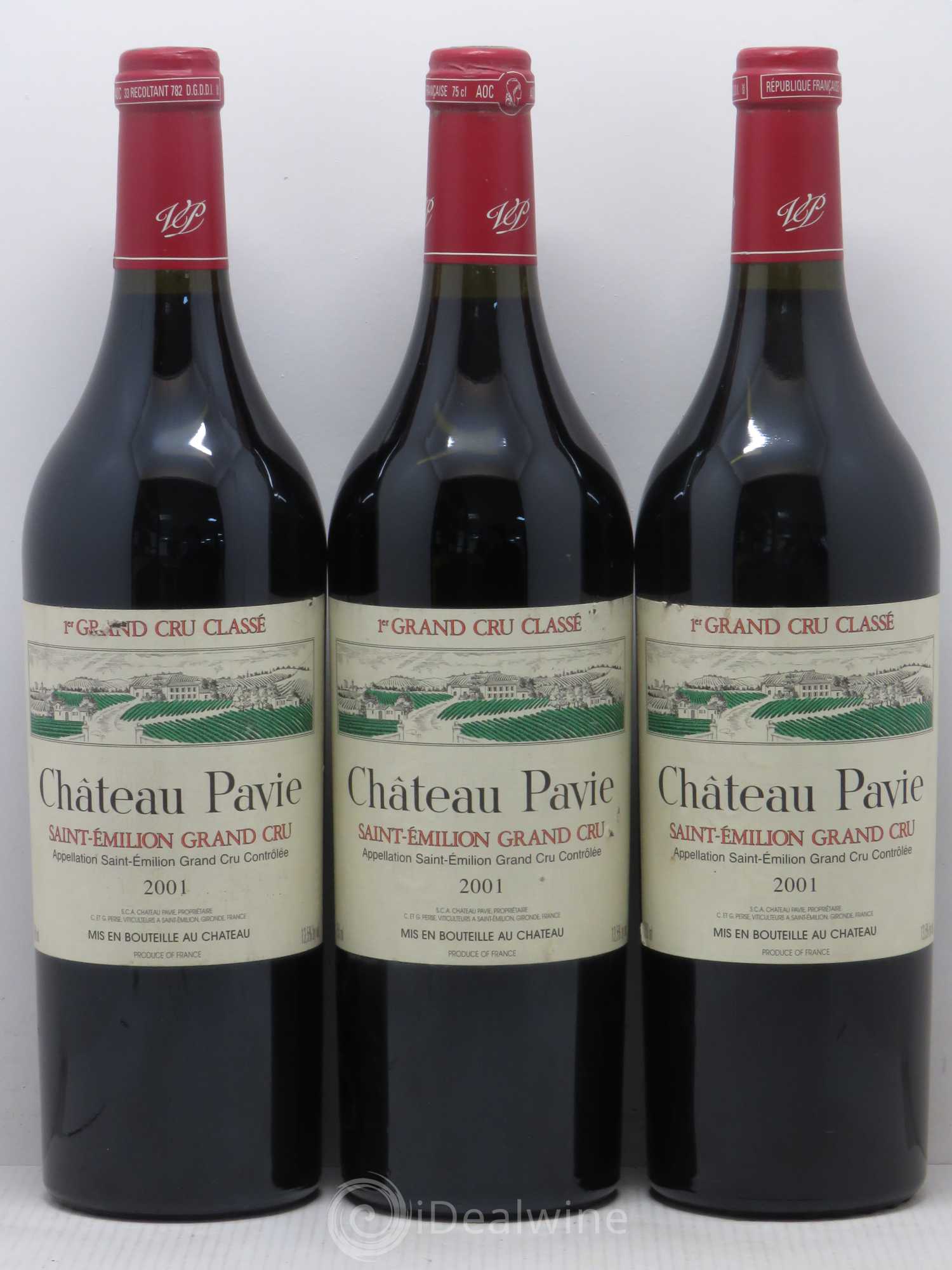 Château Pavie 1er Grand Cru Classé A 2001 - Lot de 3 bouteilles - 0