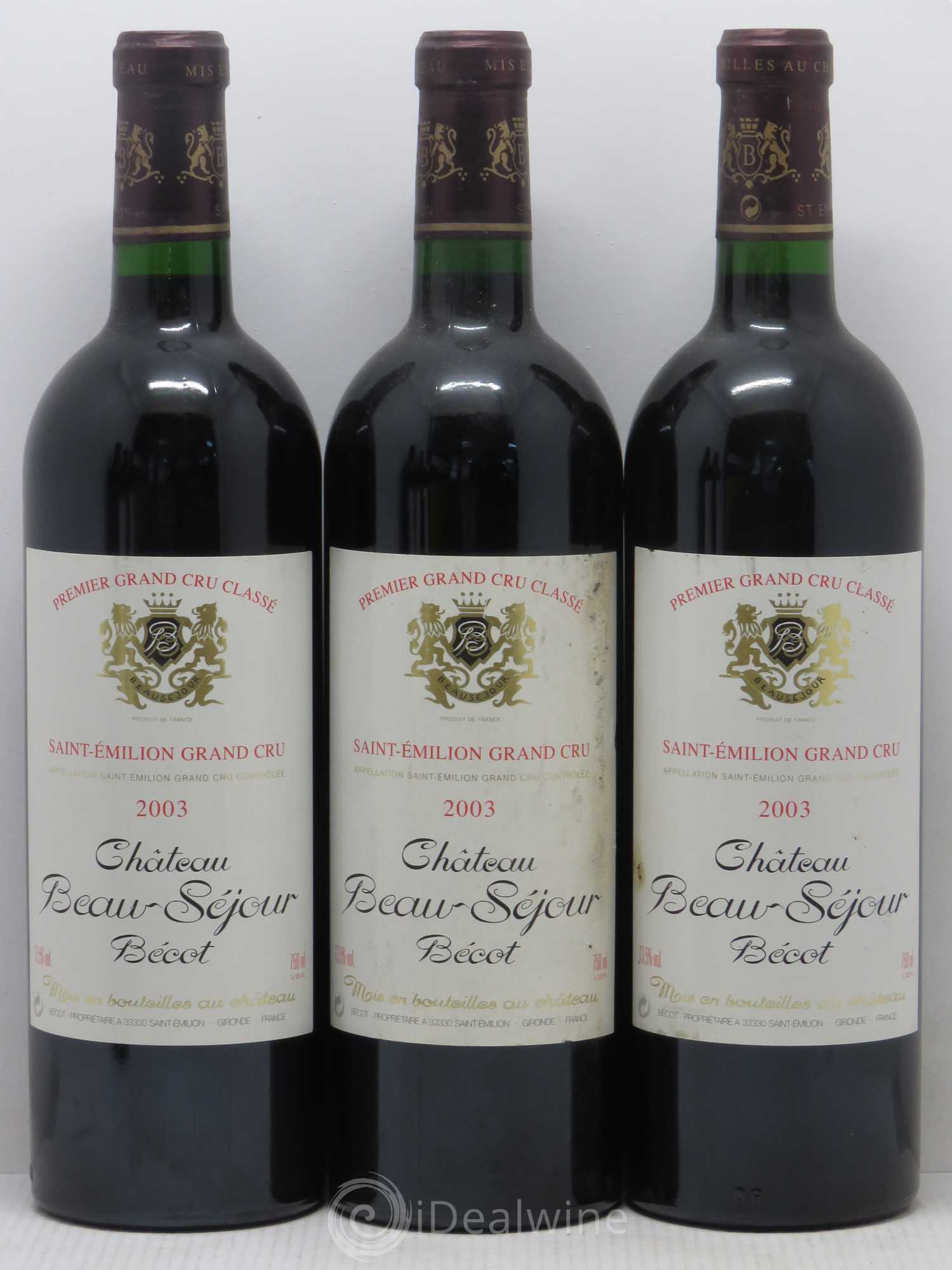Château Beau-Séjour Bécot 1er Grand Cru Classé B 2003 - Lotto di 5 bottiglie - 1